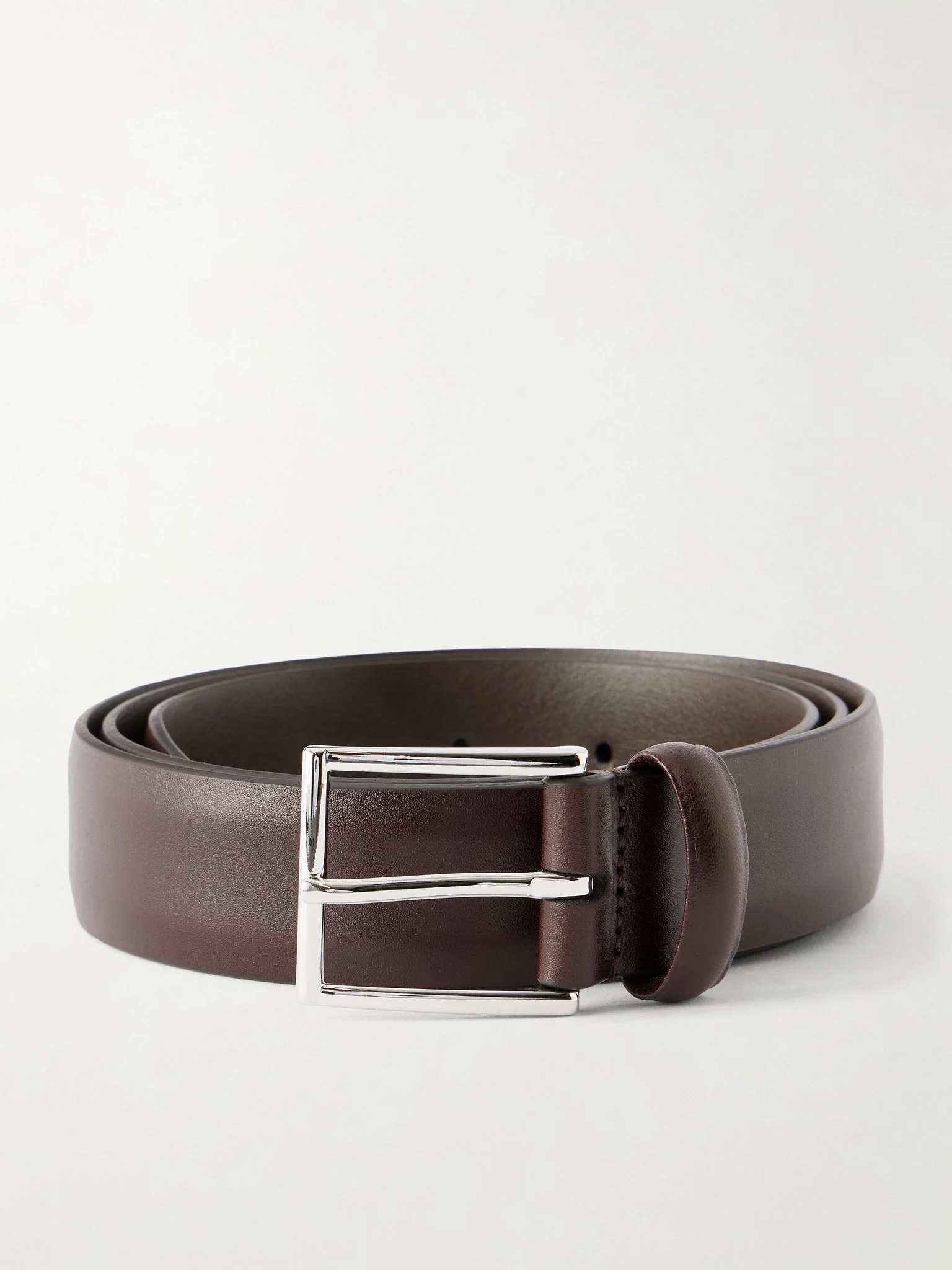 4cm Calf Leather Belt Brown - 1