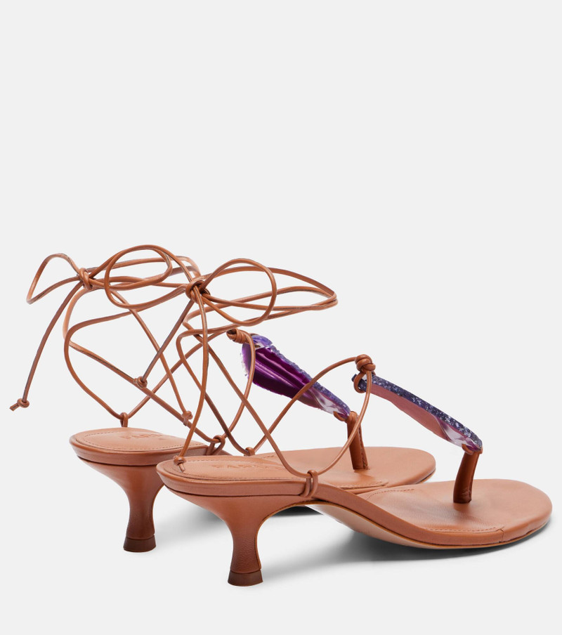 FARM RIO 60 embellished leather thong sandals outlook