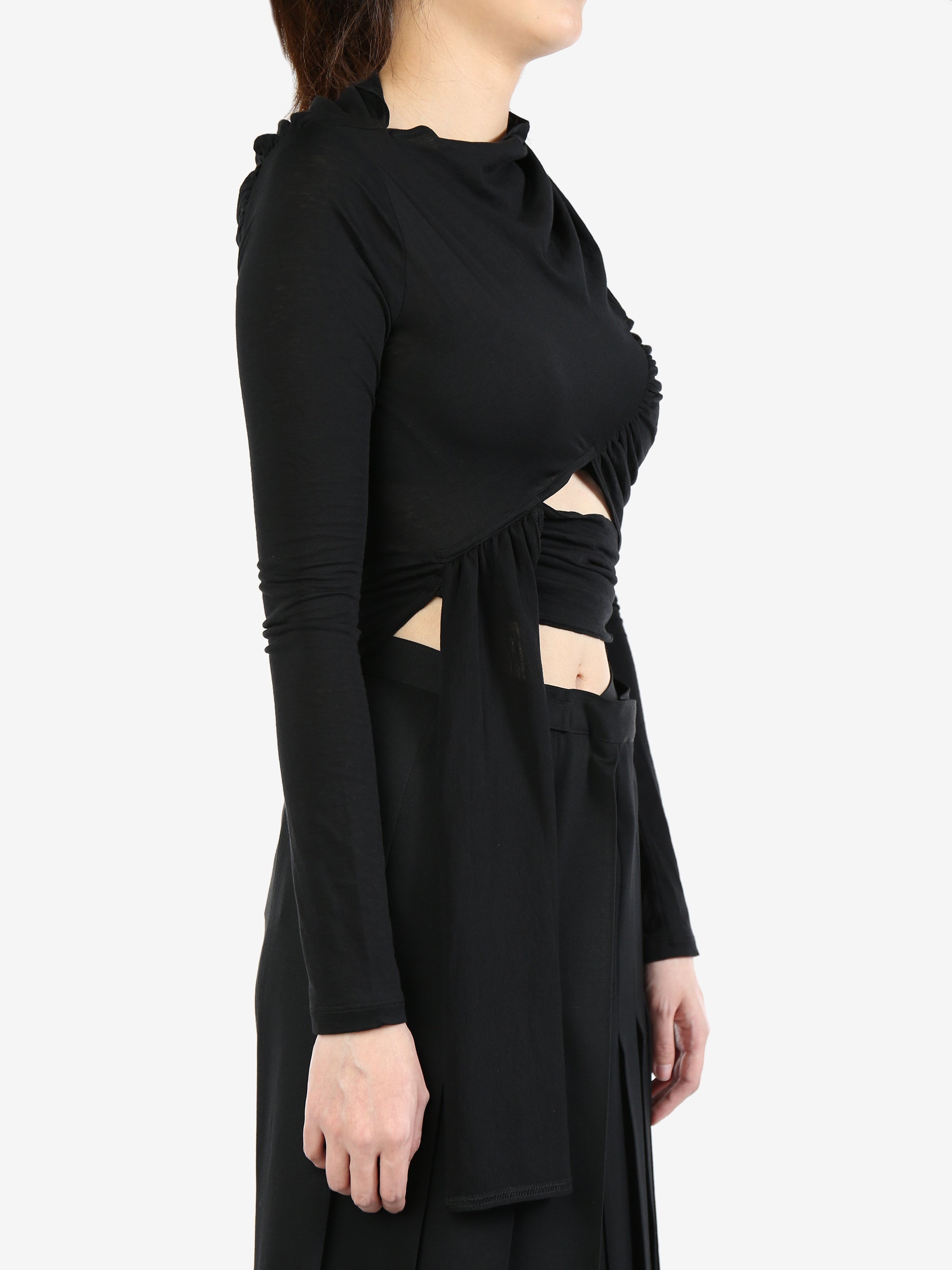 YOHJI YAMAMOTO Women Asymmetric Draped Top - 3