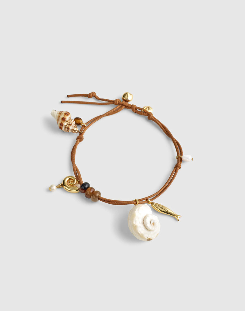 Semiprecious Leather Charm Anklet 1