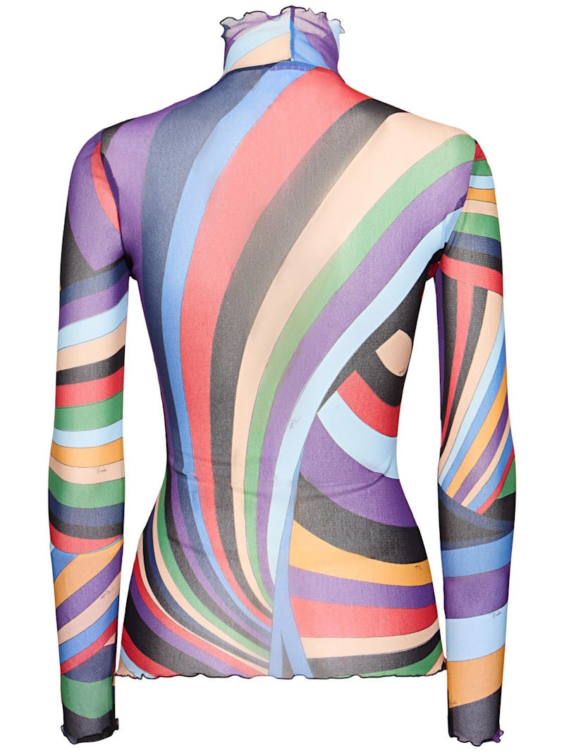 Printed sheer long sleeve top - 3