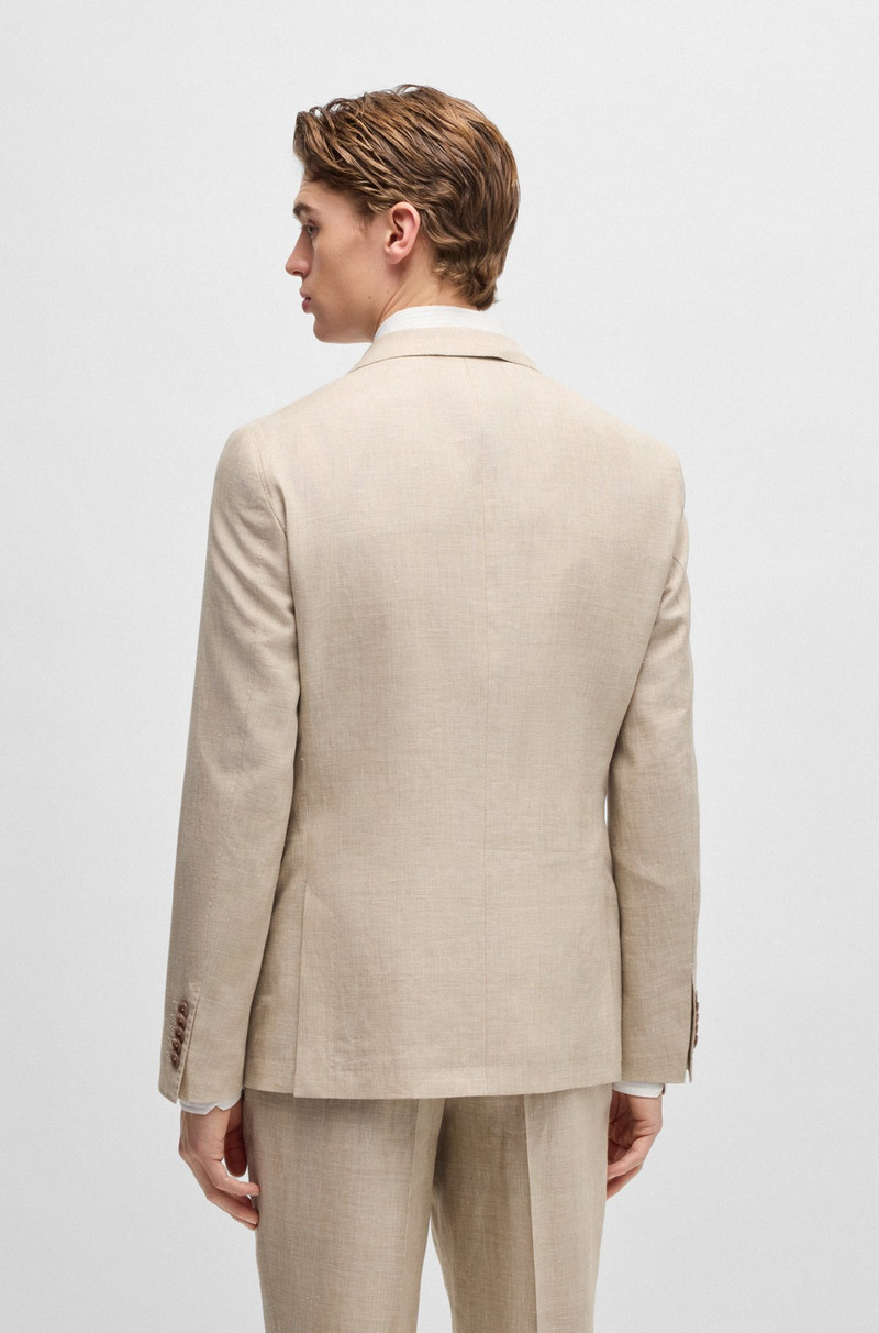 BOSS SLIM-FIT SUIT IN CHECKED LINEN, WOOL AND SILK outlook