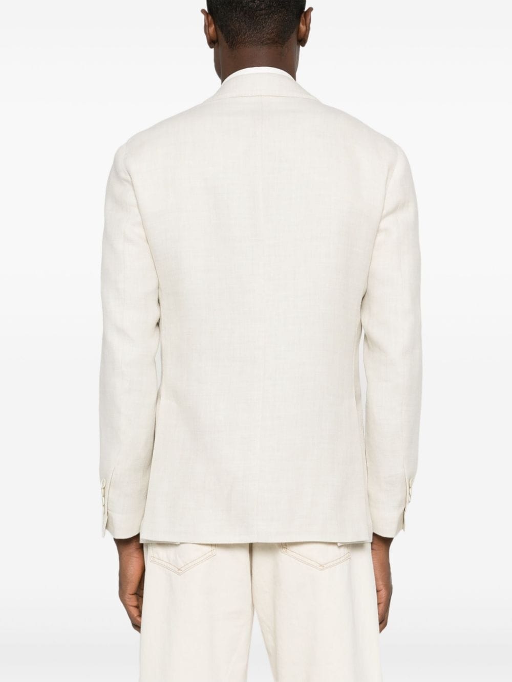 basket-weave single-breasted blazer - 4