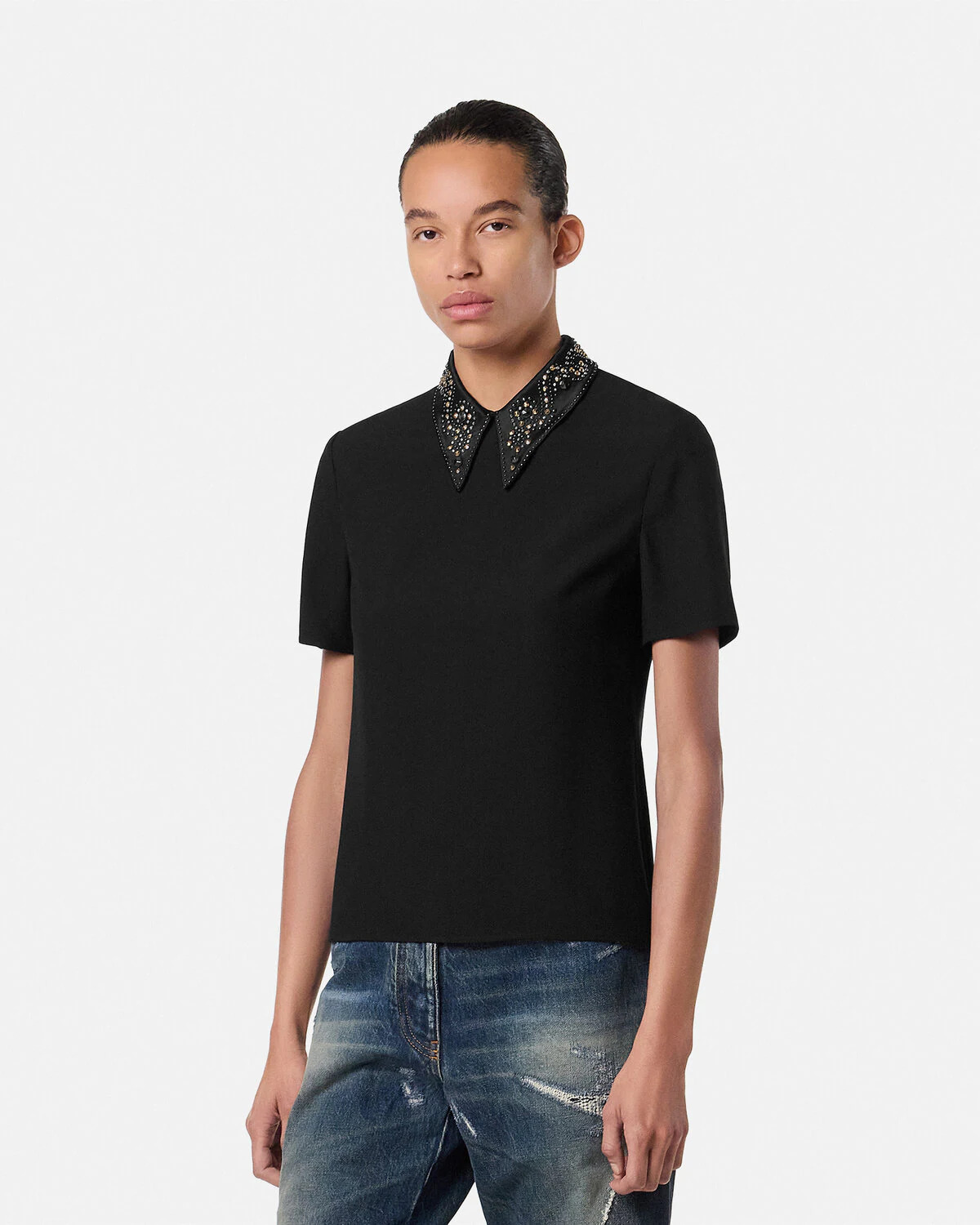 Studded Envers-Satin Top - 4