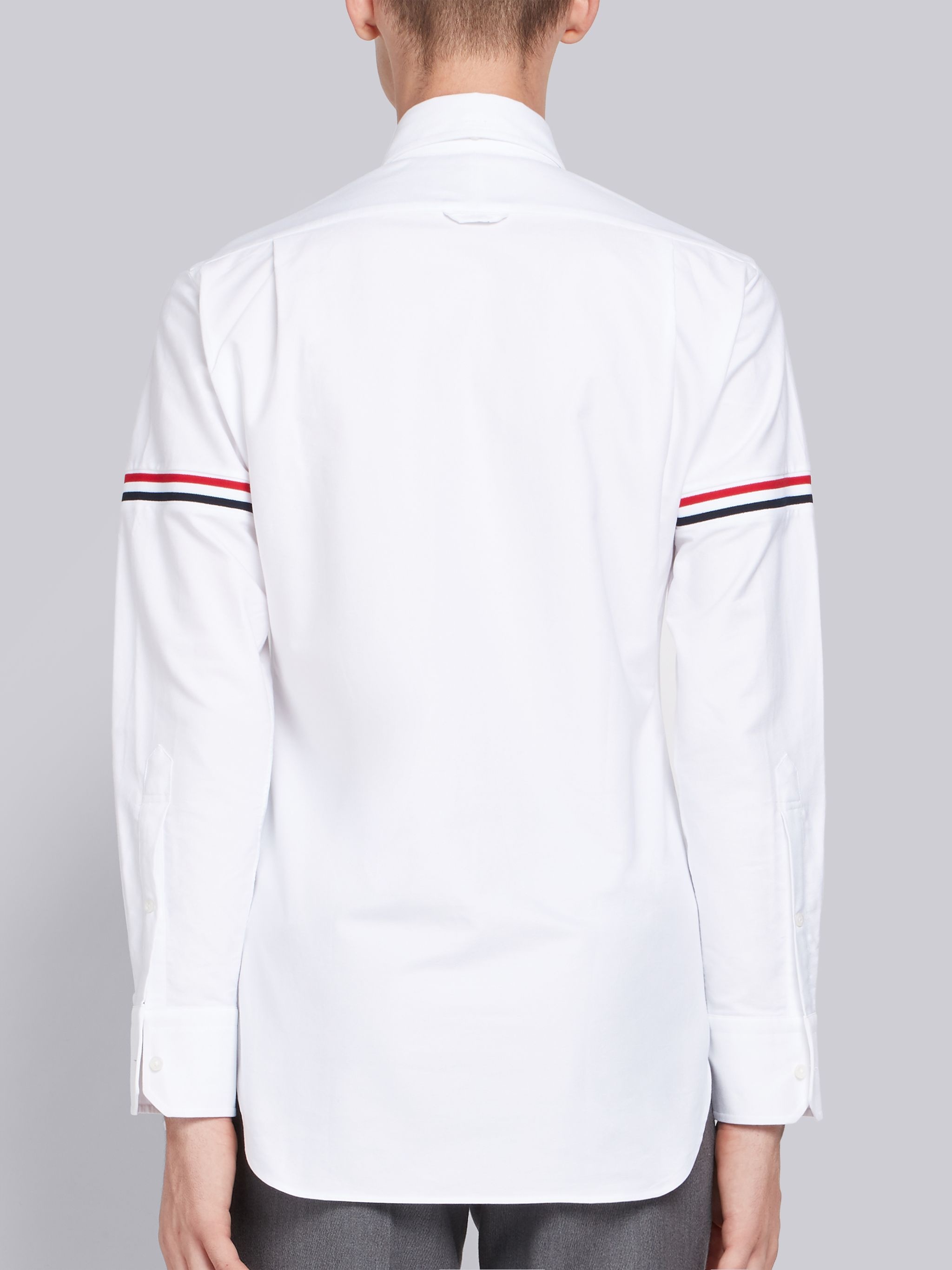 White Oxford Striped Elastic Seam Shirt - 4