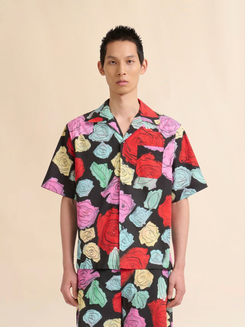 Marni BLACK POPLIN BOWLING SHIRT WITH ORION PRINT outlook