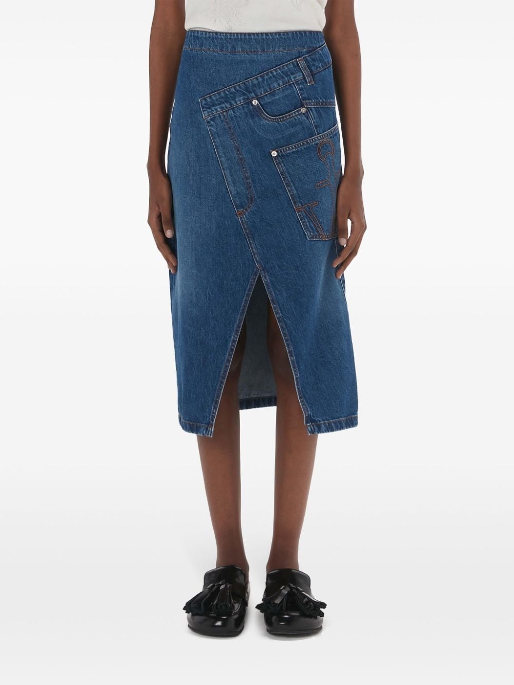 wrap-design denim skirt - 3