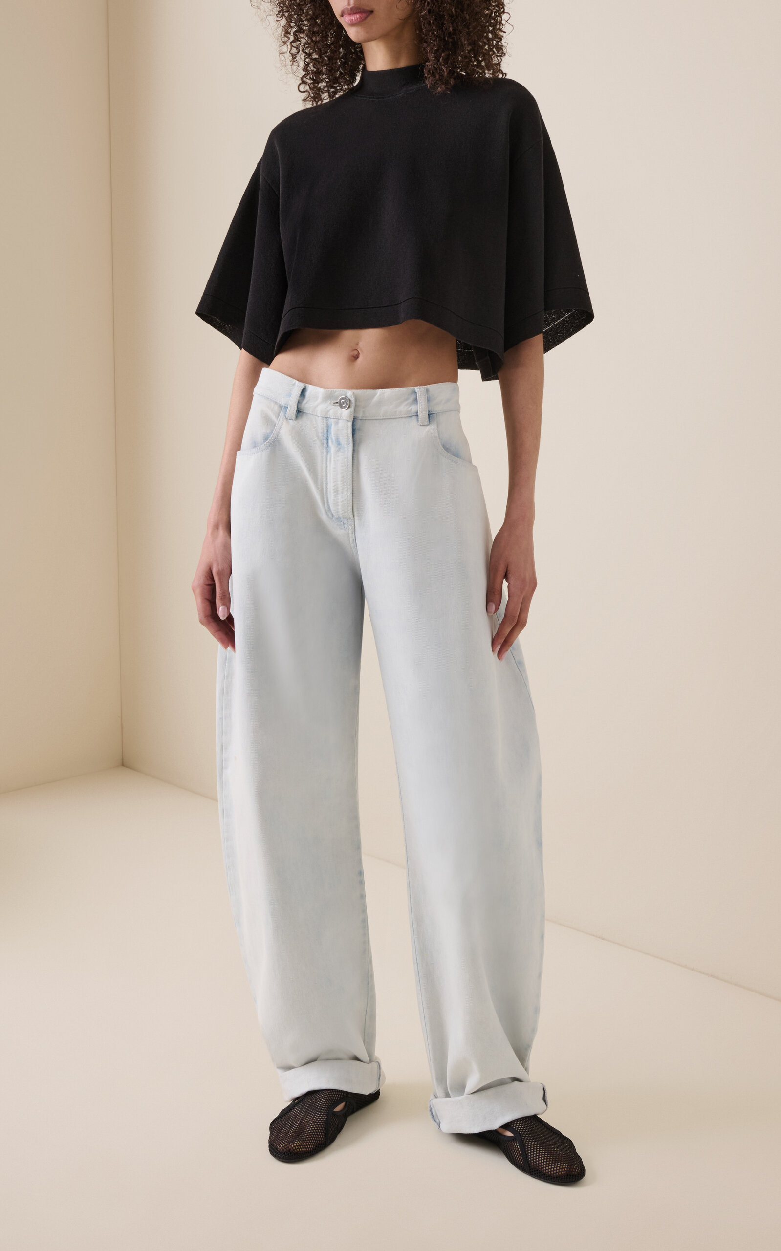 Oversized Cotton-Wool Crop Top black - 2