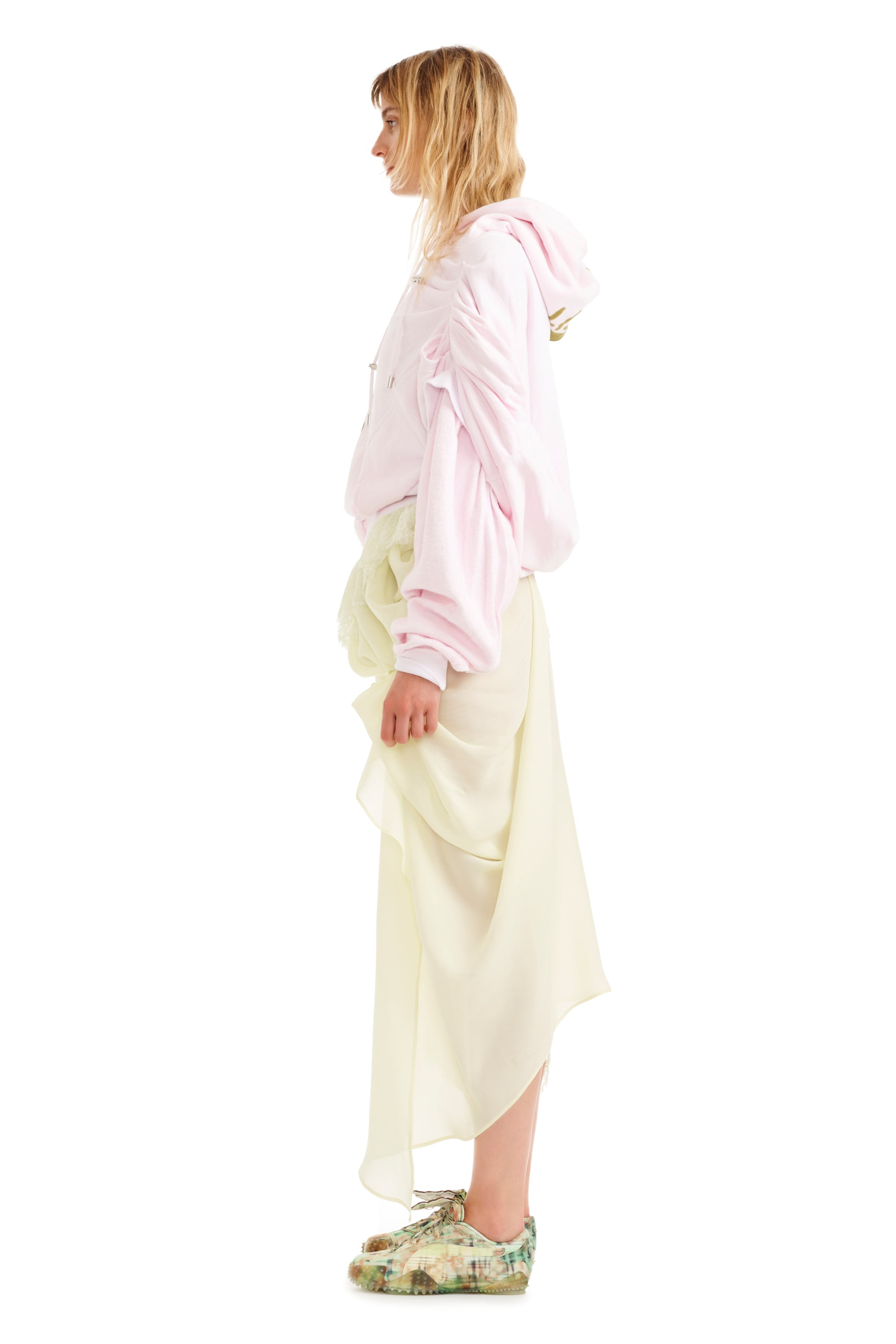 PINK DAISY EVA DRAPED HOODIE - 4