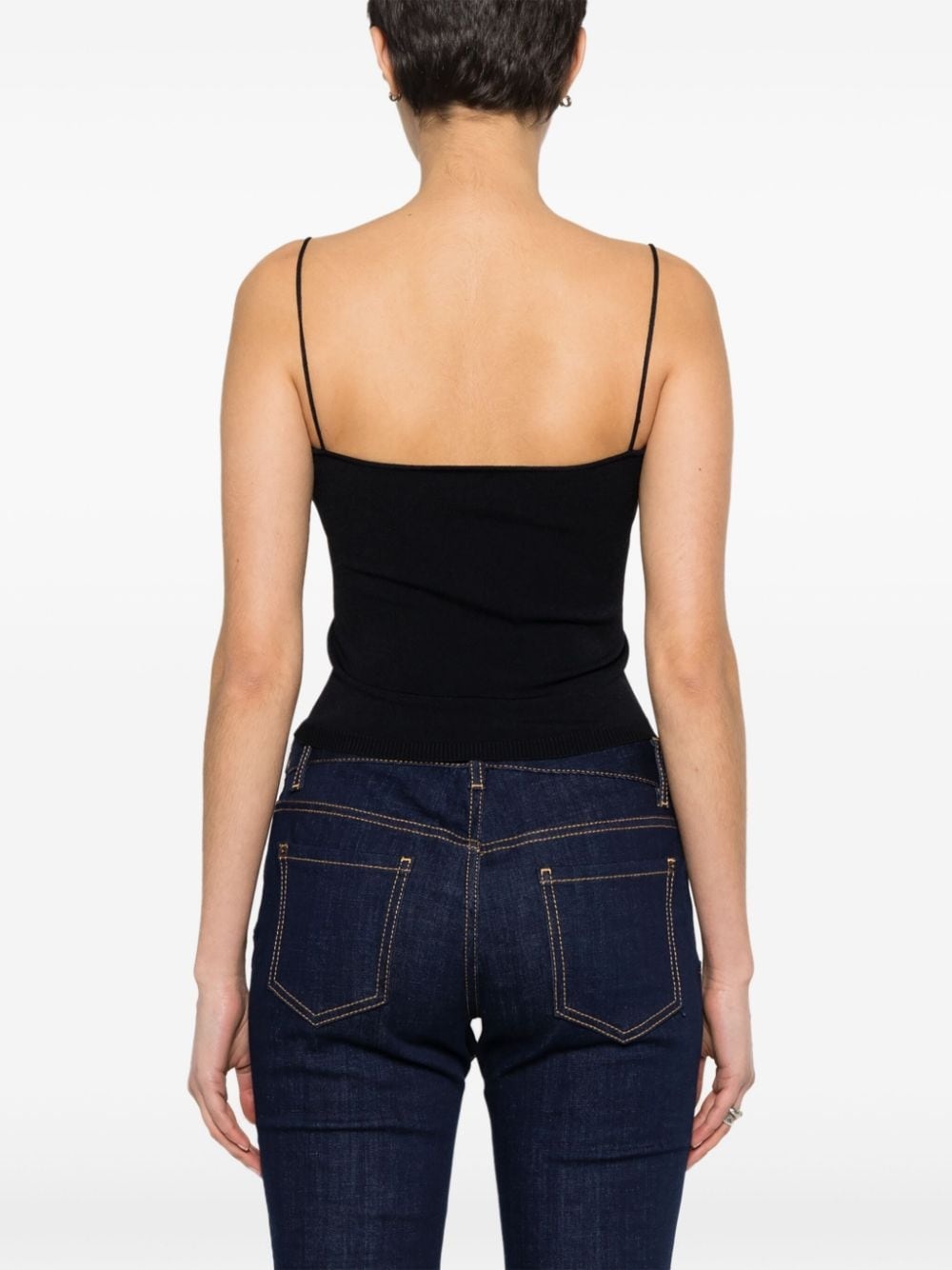 logo-plaque knitted crop top - 4