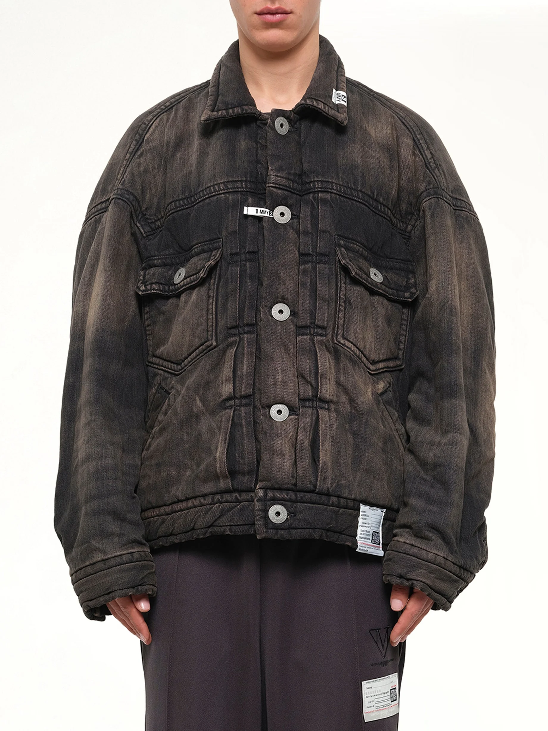 Puffer Denim Jacket in Black - 1