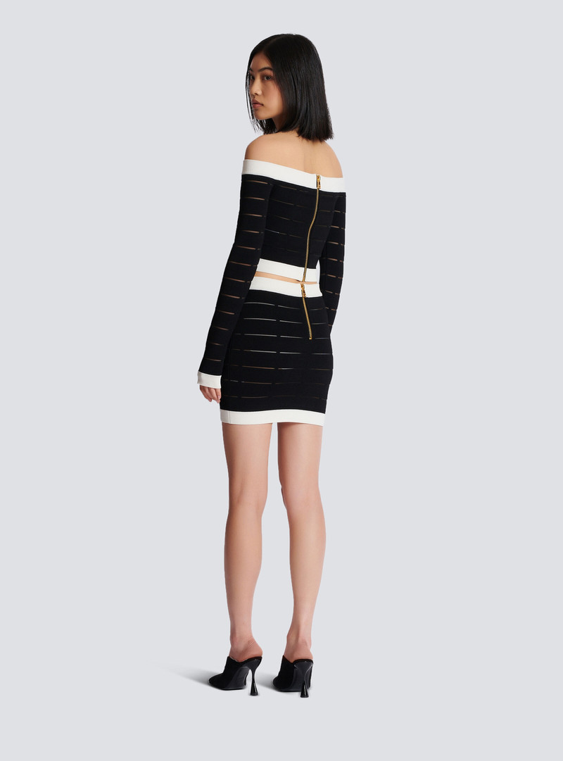 Two-tone buttoned knit skirt 4