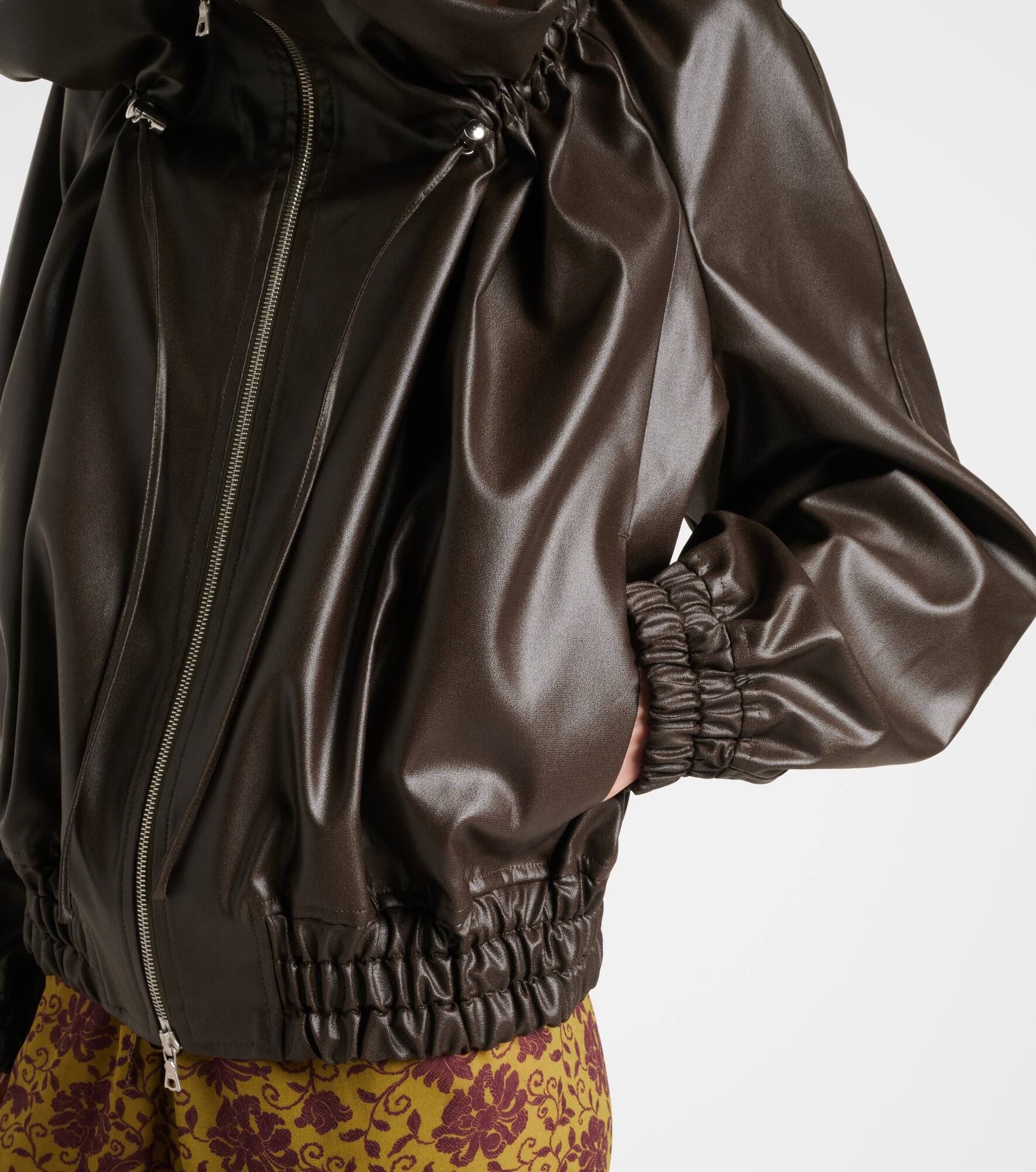 Cocoon gathered satin blouson - 6