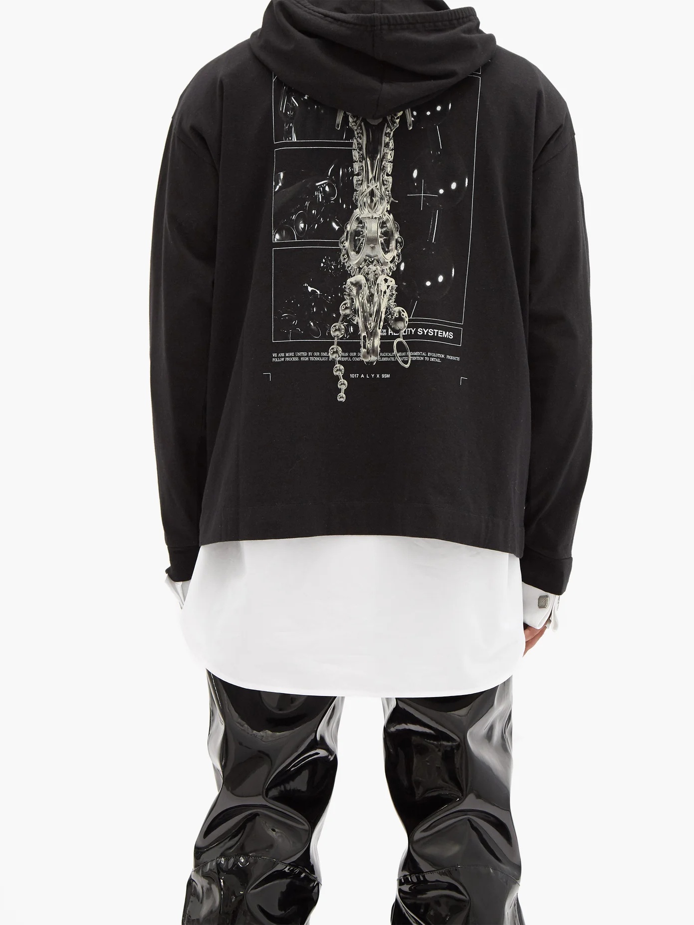 Grid-print cotton hooded sweatshirt - 6