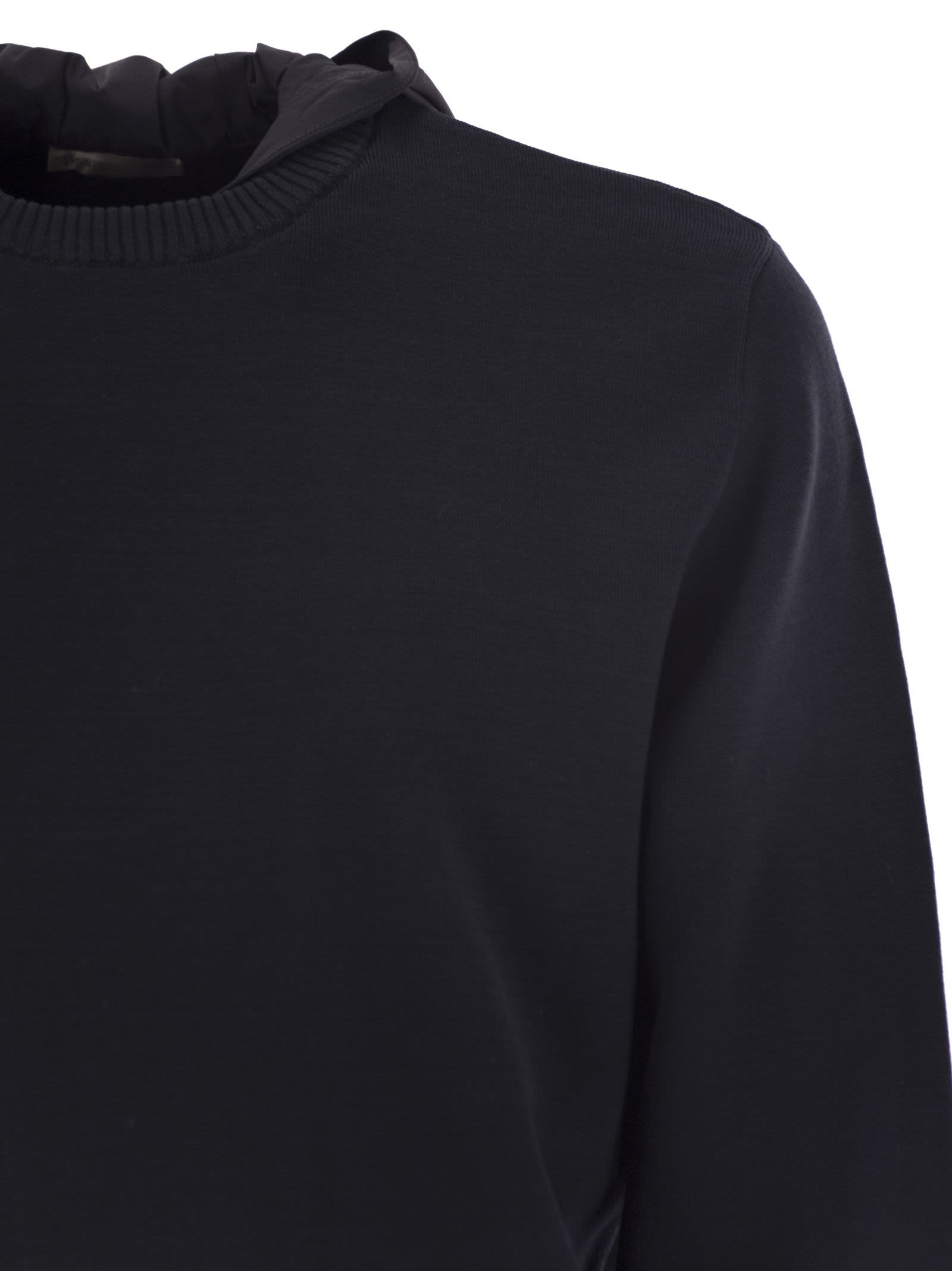 Herno Men Resort Double Cotton Knit And Nylon Hoodie - 4