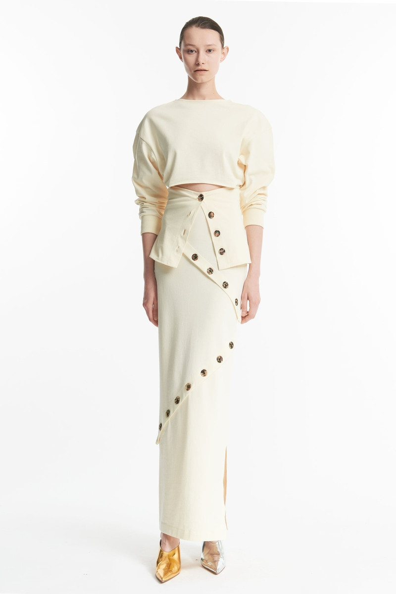 FITTED JERSEY MAXI SKIRT IVORY 1