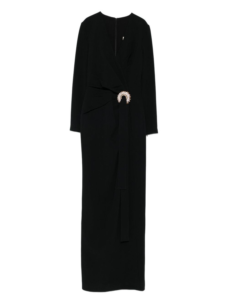 crystal-embellished wrap maxi evening dress 1