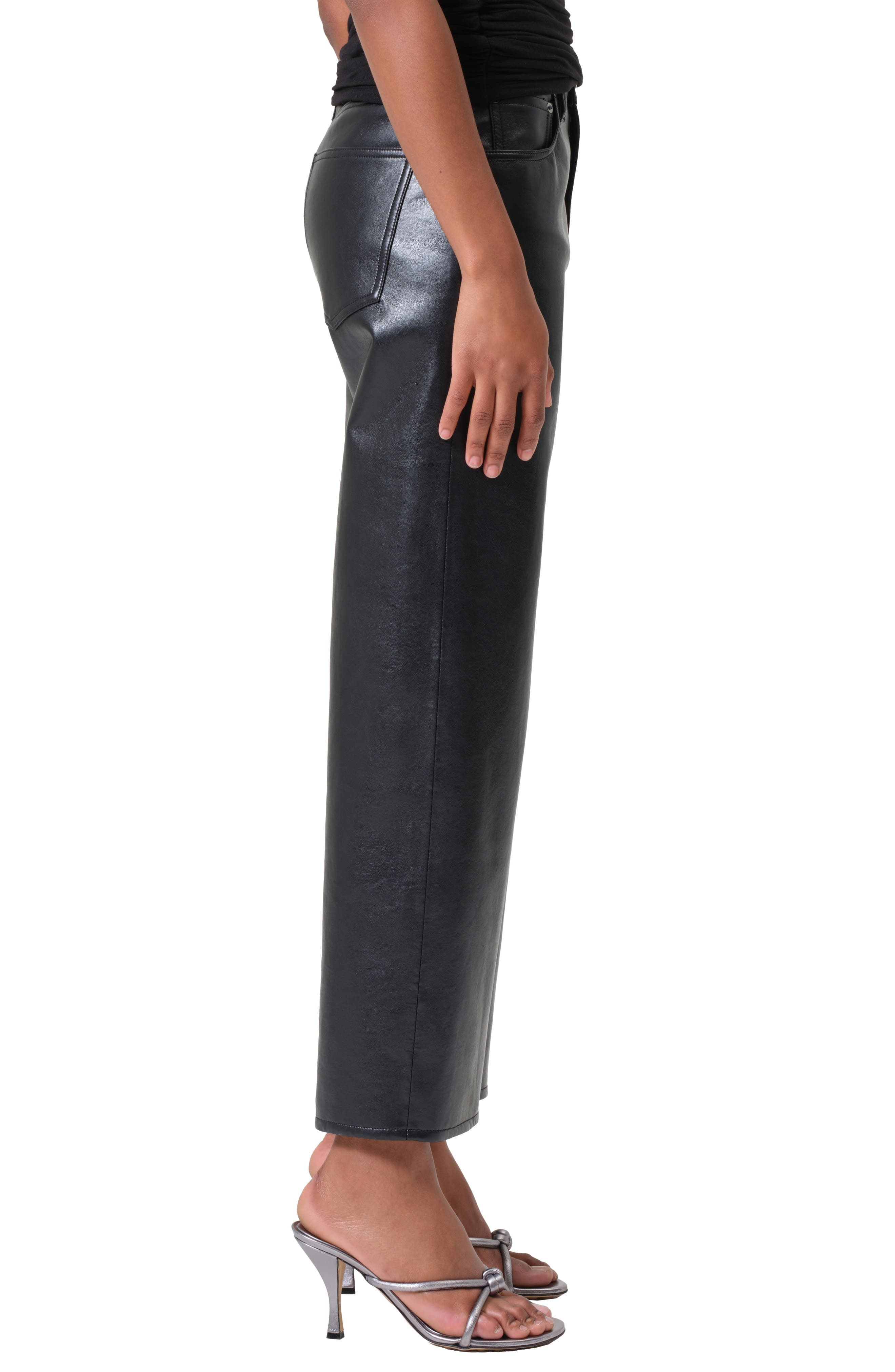 AGOLDE Ren High Waist Ankle Wide Leg Leather Blend Pants in Detox at Nordstrom - 3