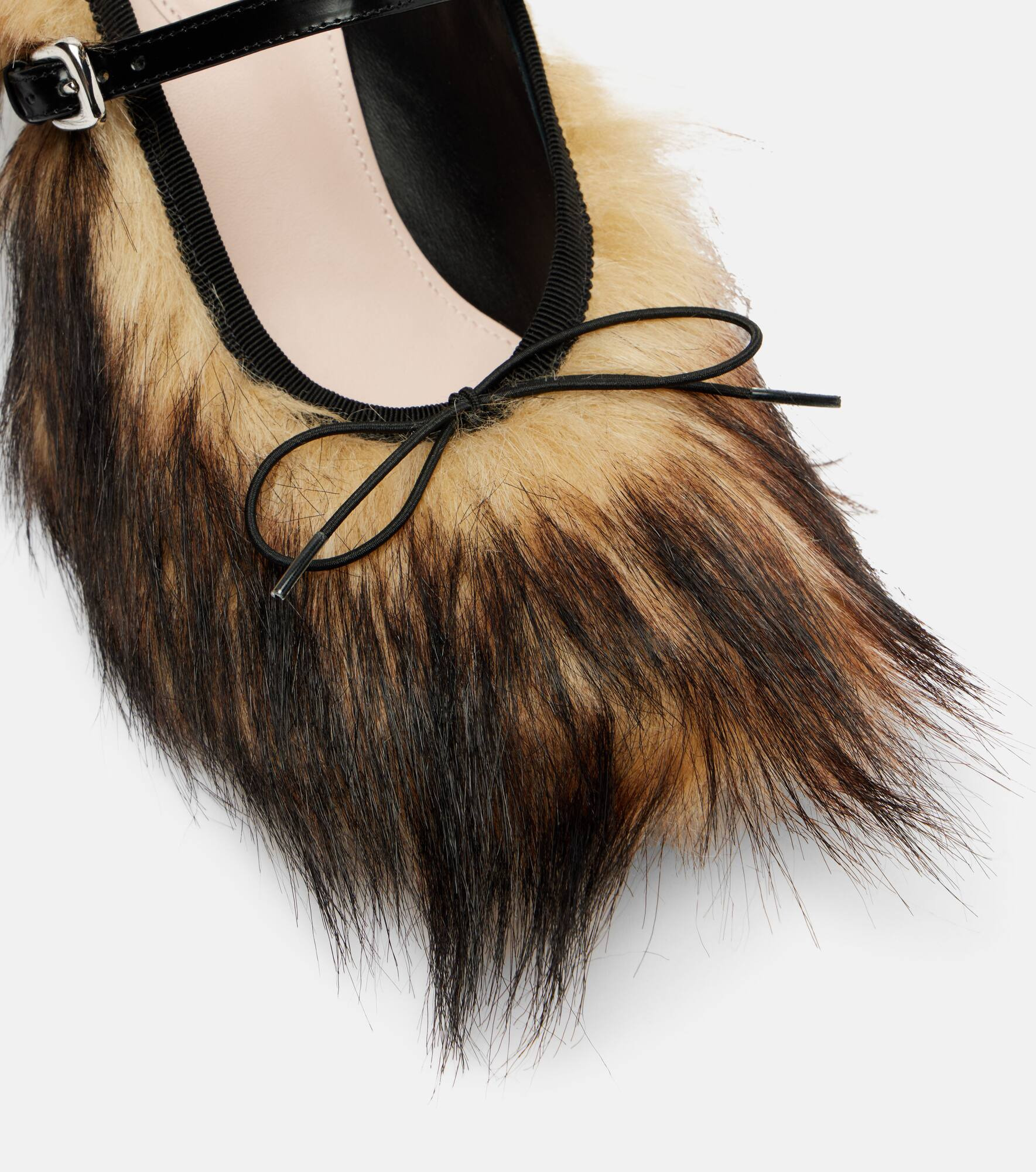 Grip faux fur and canvas mules - 5
