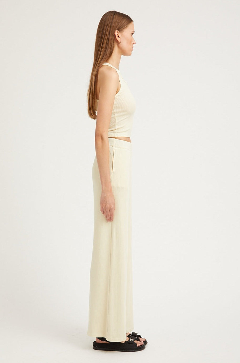 SPRWMN VINTAGE WHITE RIB WIDE LEG PANTS outlook