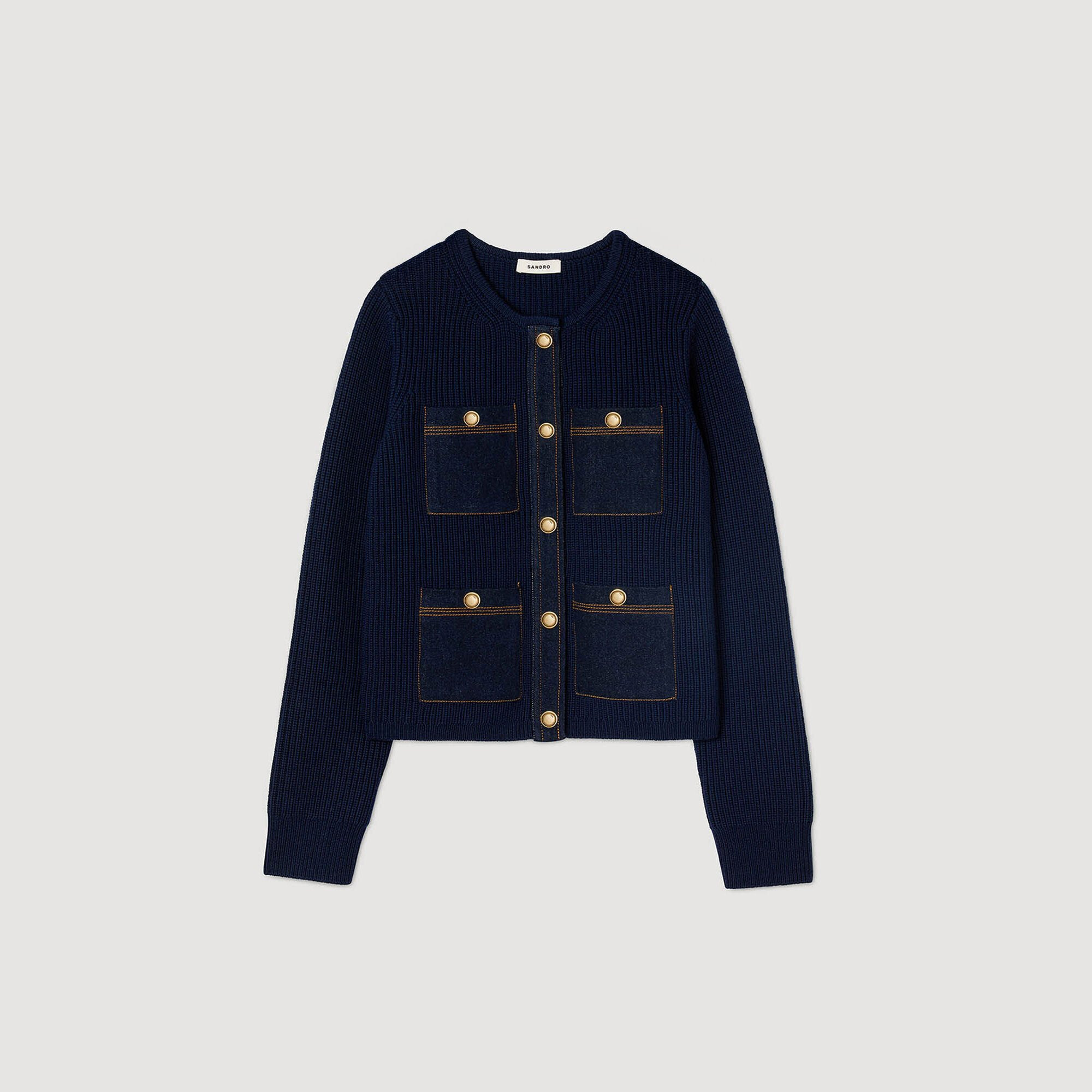 CARDIGAN WITH DENIM DETAILS - 6