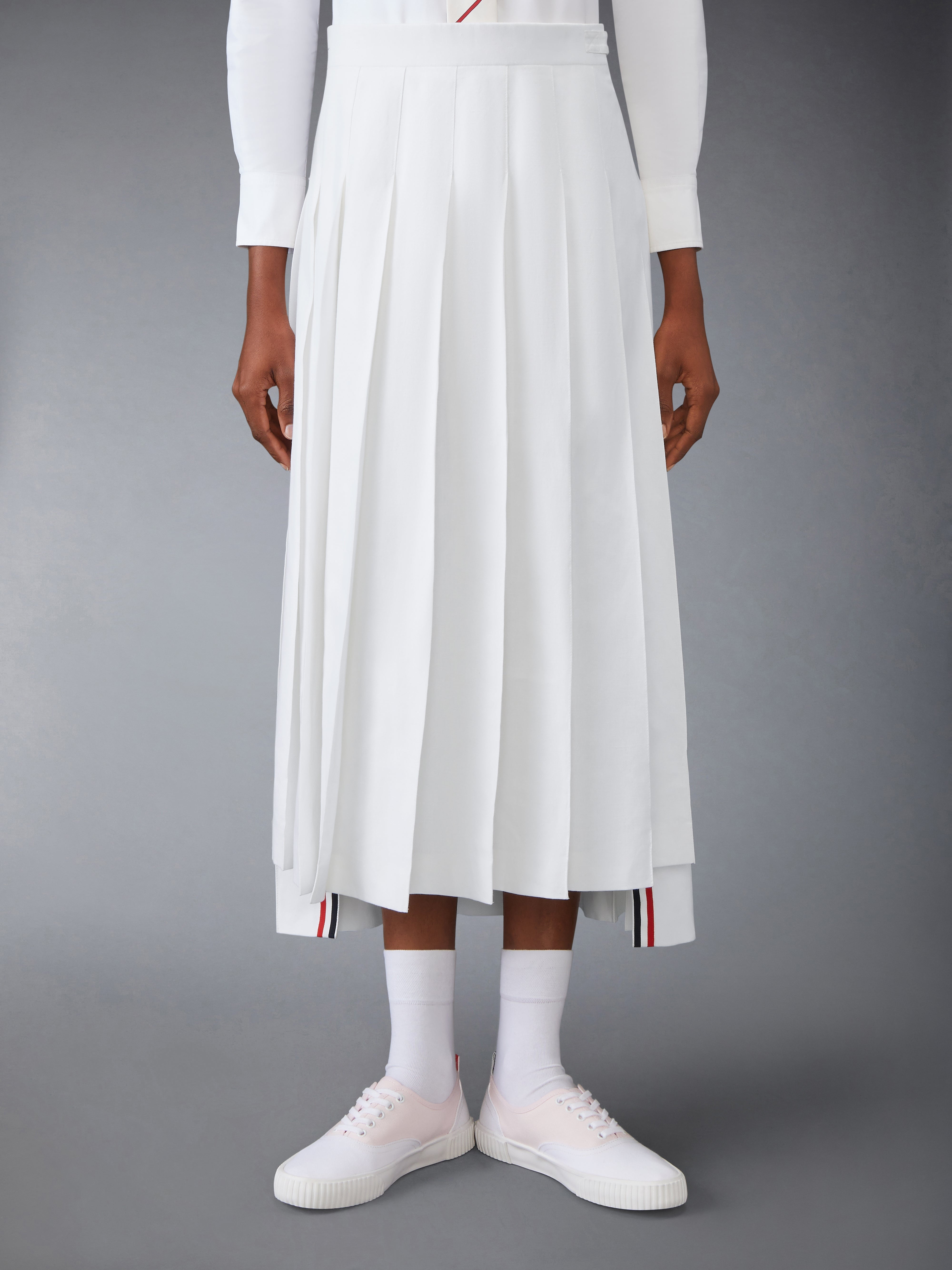 CLASSIC LINEN COTTON PLEATED SKIRT - 2
