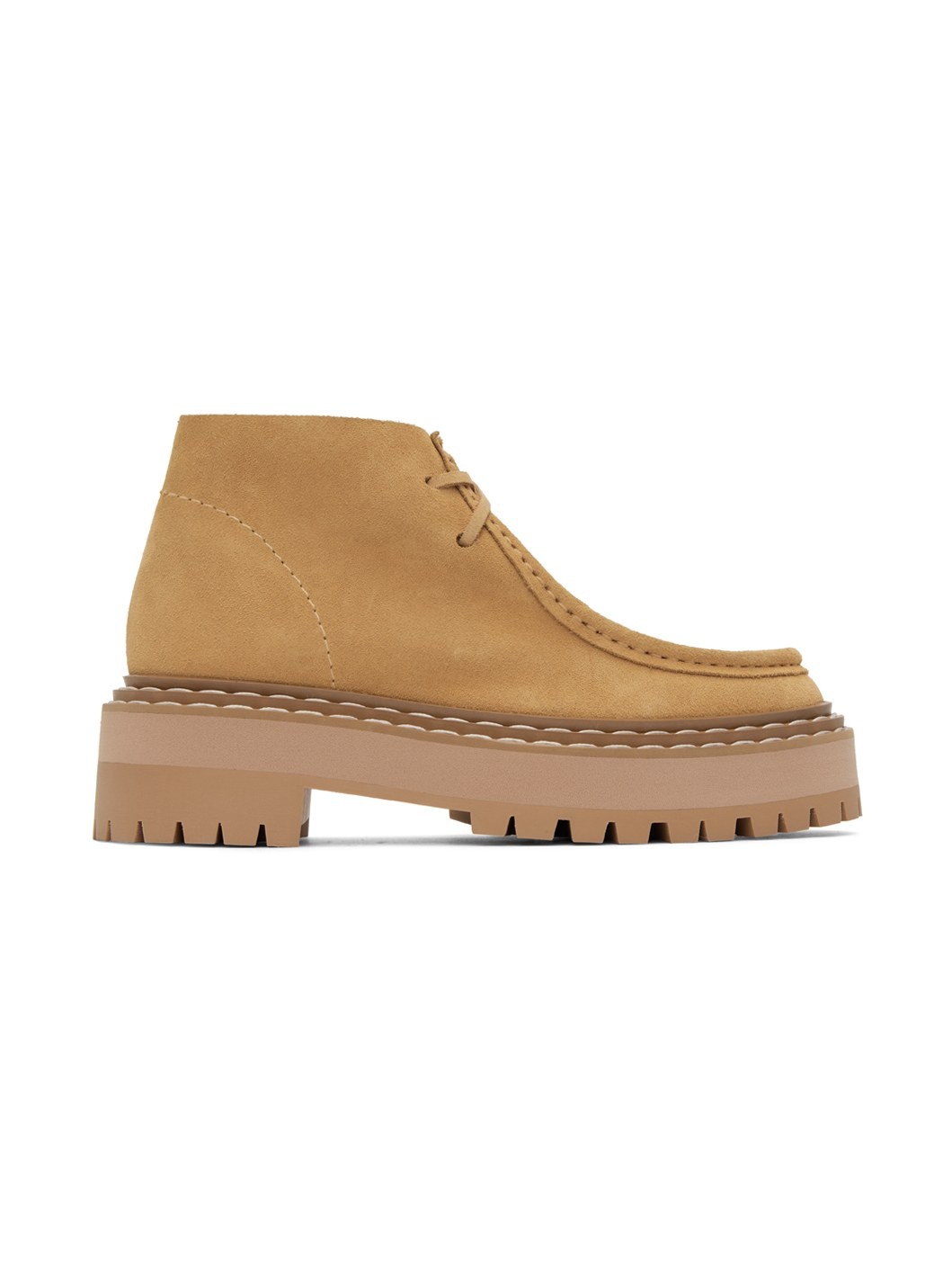 Tan Lug Sole Platform Boots - 1