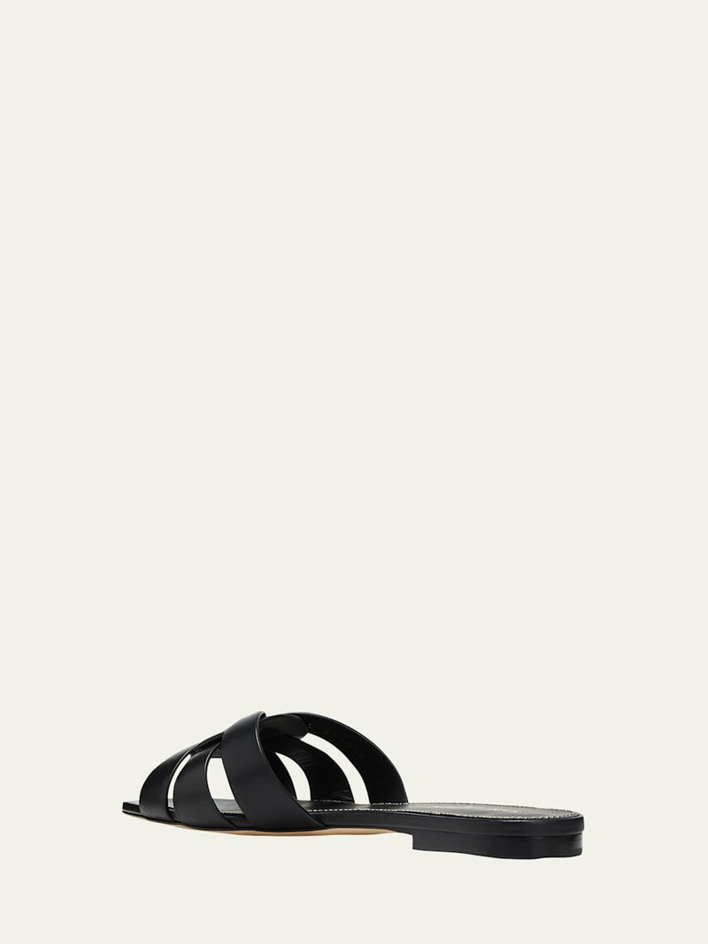SAINT LAURENT Woven Leather Sandal Slide outlook