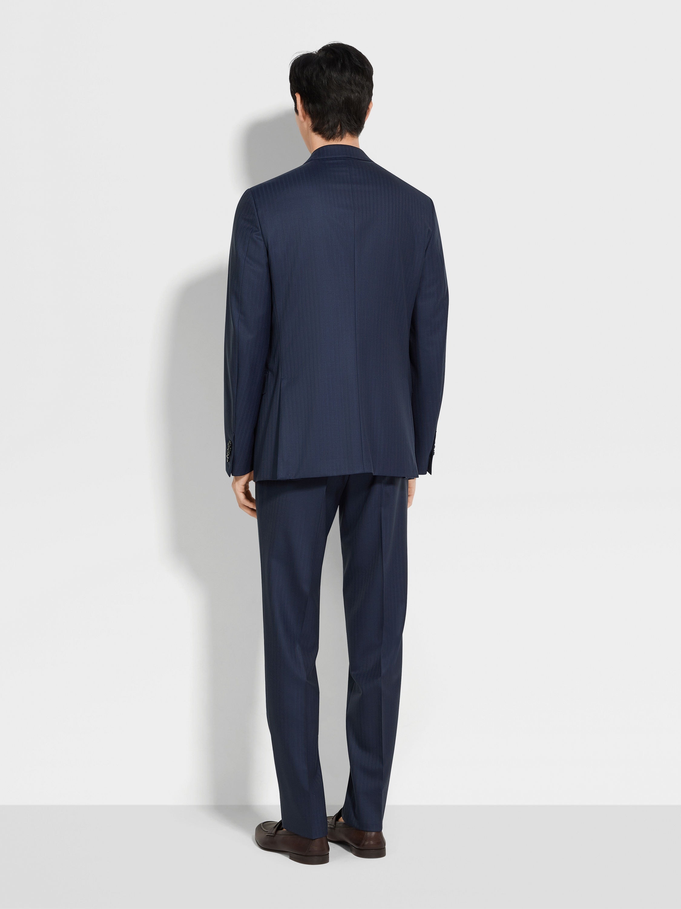 DARK BLUE AND BROWN 15MILMIL15 WOOL SUIT - 4