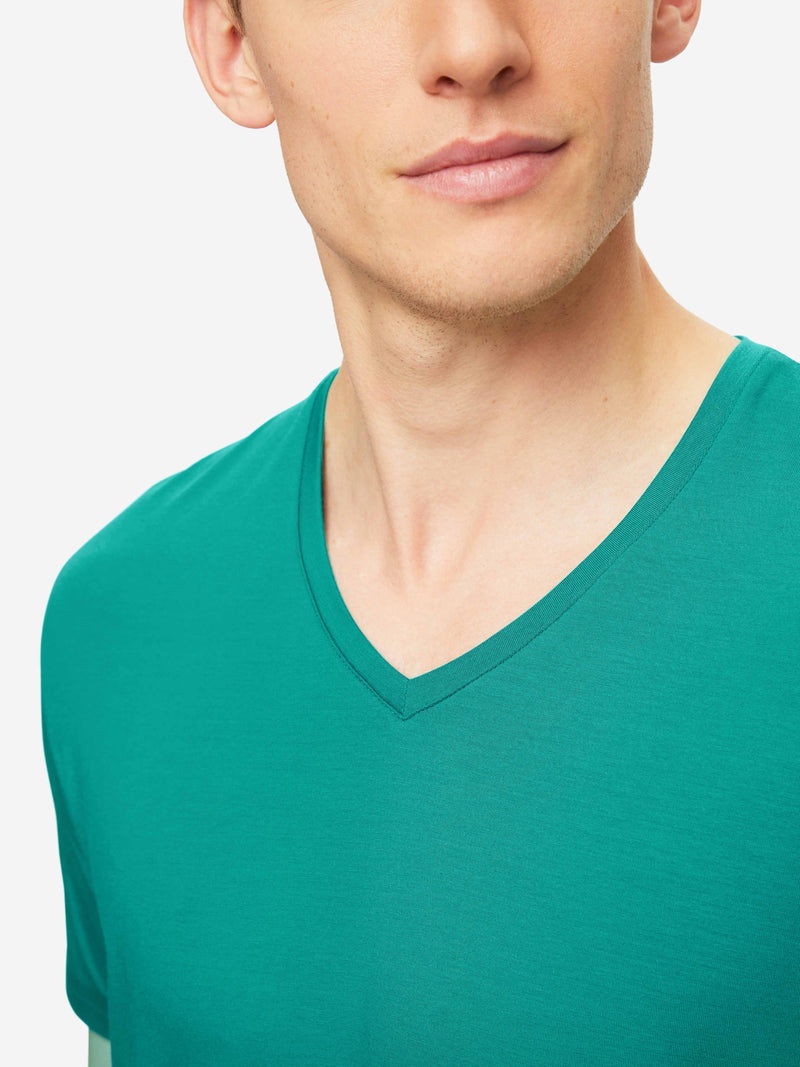 Men's V-Neck T-Shirt Basel Micro Modal Stretch Jungle Green - 6