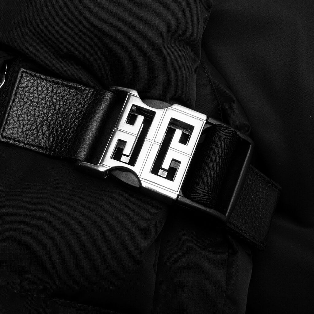 SLEEVELESS W/ METALLIC DETAILS PUFFER JACKET - BLACK - 5