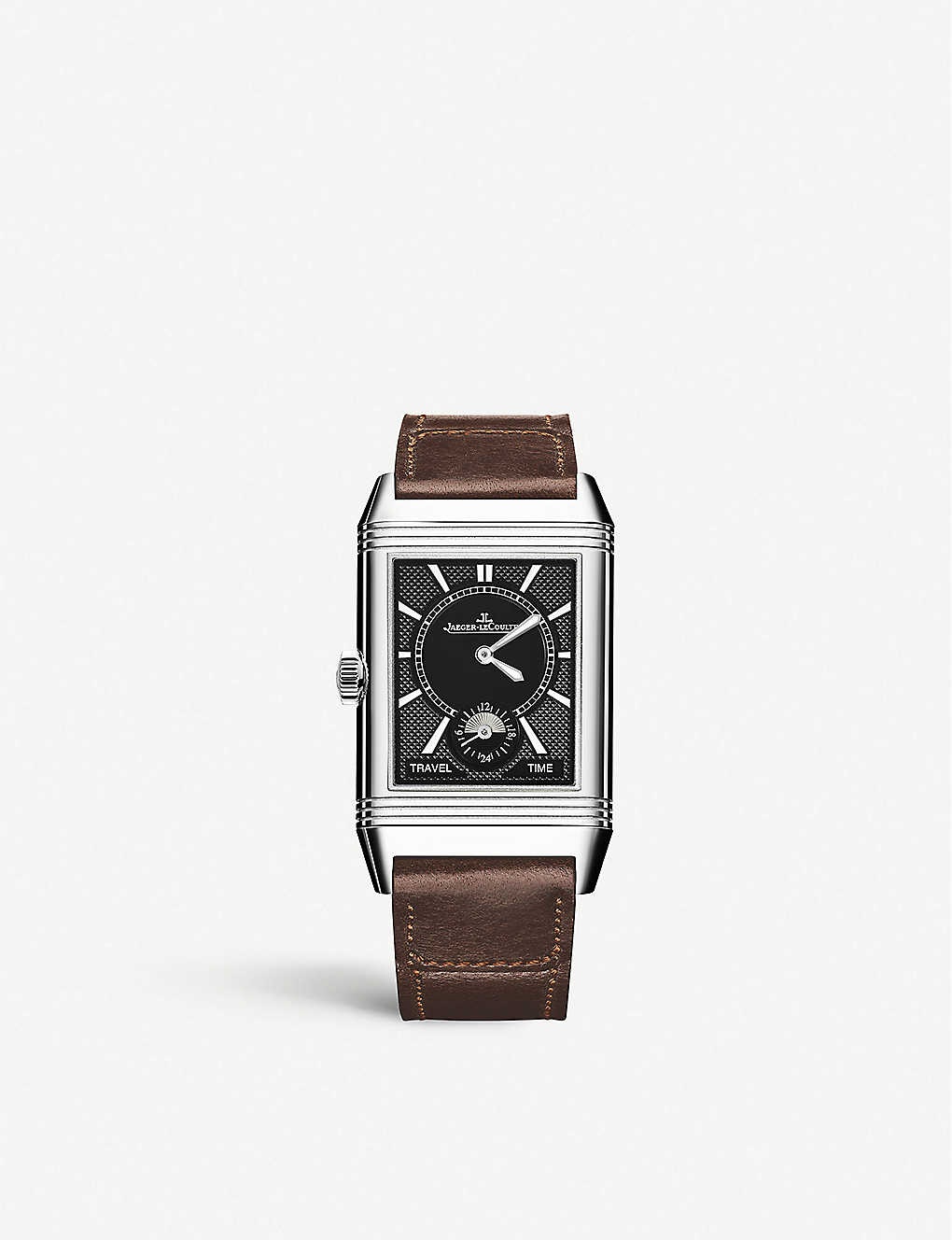 Reverso Duo stainless-steel and leather automatic watch - 3