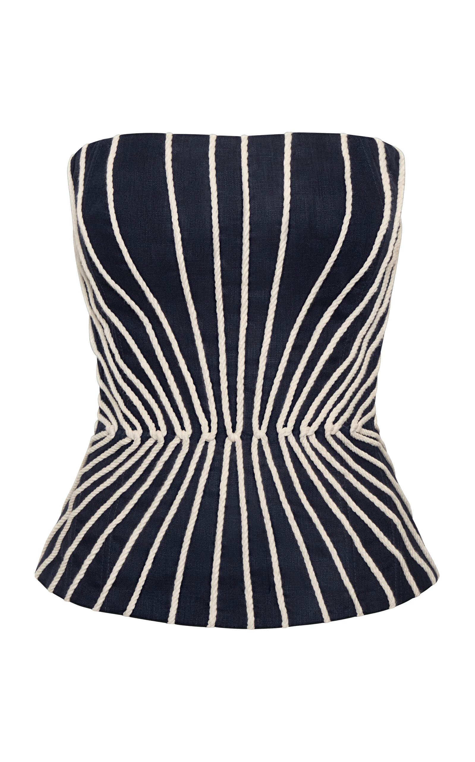 Silencio del Sol Embroidered Linen Top navy - 1