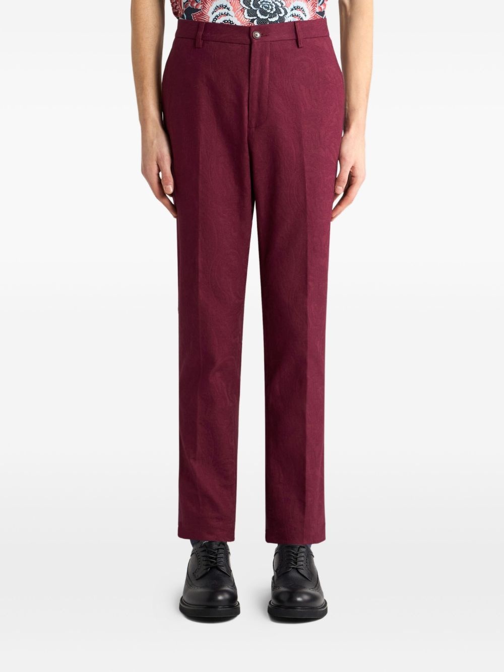 patterned-jacquard straight-leg trousers - 2