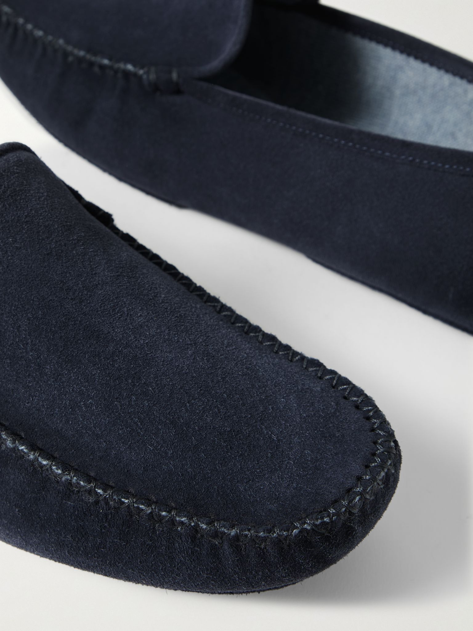 Cashmere-Lined Suede Slippers Navy - 5