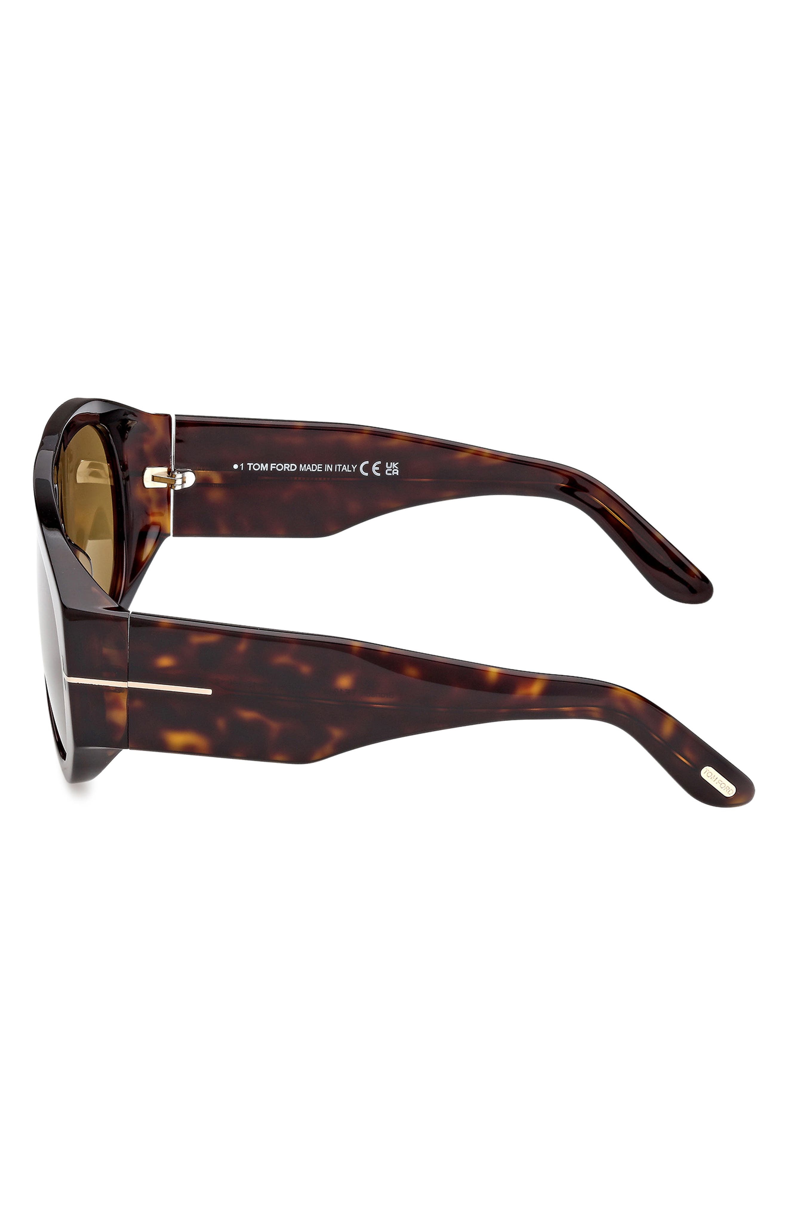 TOM FORD Bronson 60mm Aviator Sunglasses in Classic Dark Havana/Green at Nordstrom - 5