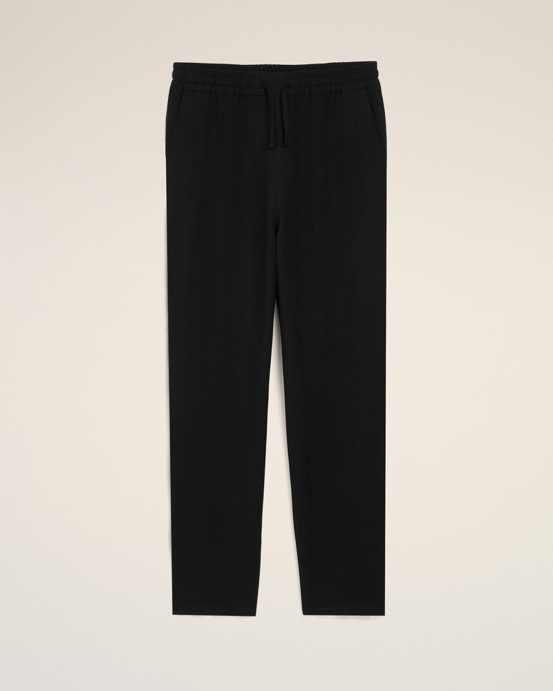 BLACK BLENDED LINEN ELASTICATED WAIST TROUSERS 1