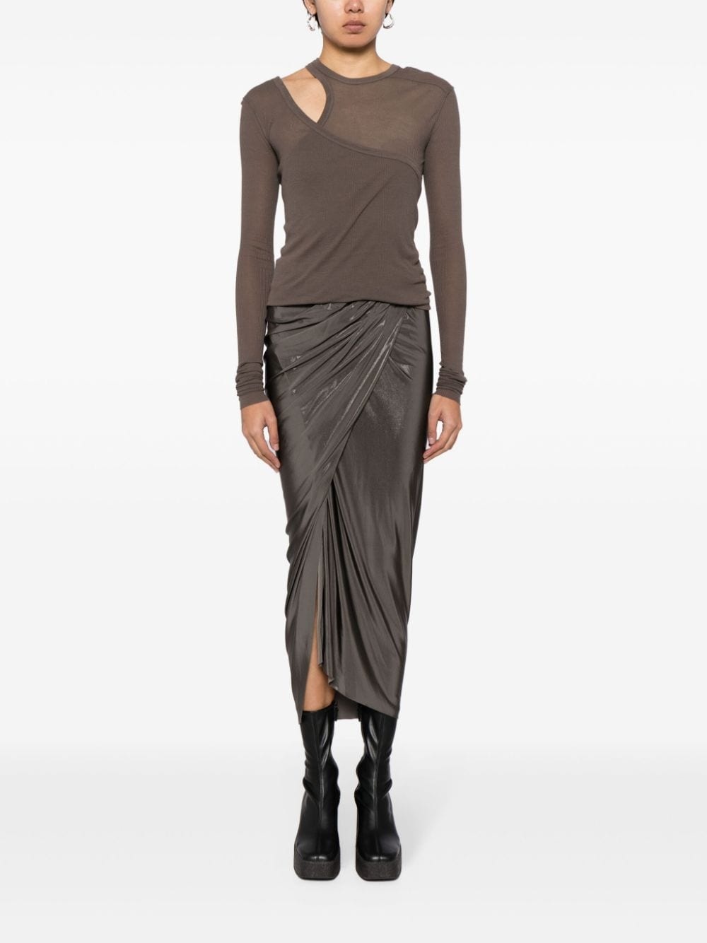 high-waisted draped skirt - 2