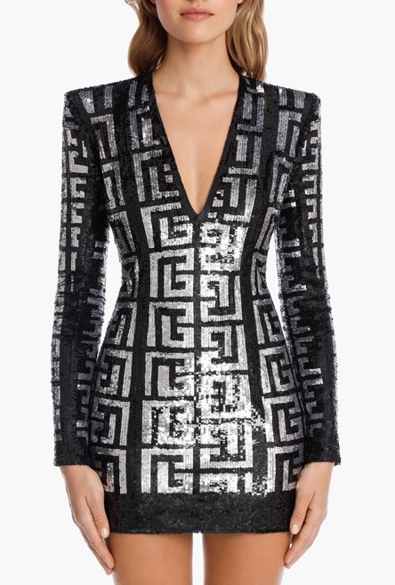 Short sequinned Balmain monogram dress - 5