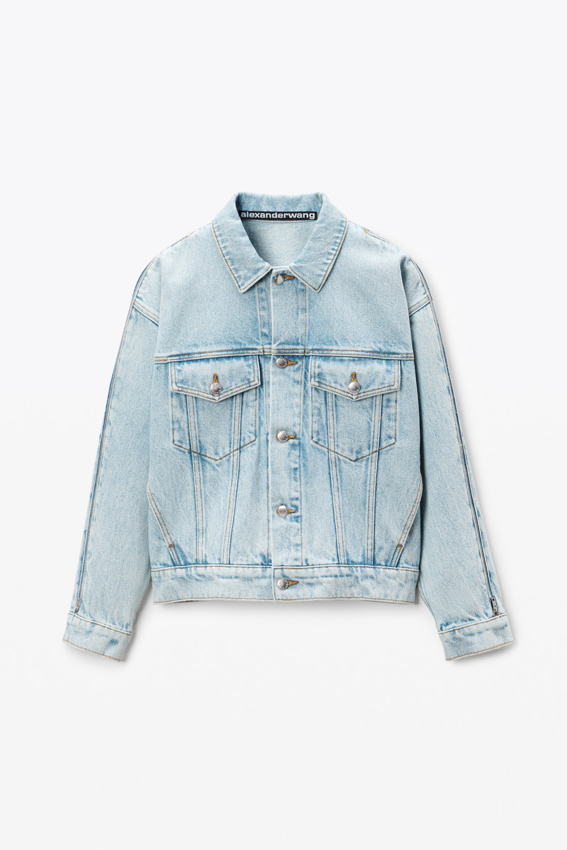 Zipped Sleeve Denim Trucker Jacket - 1