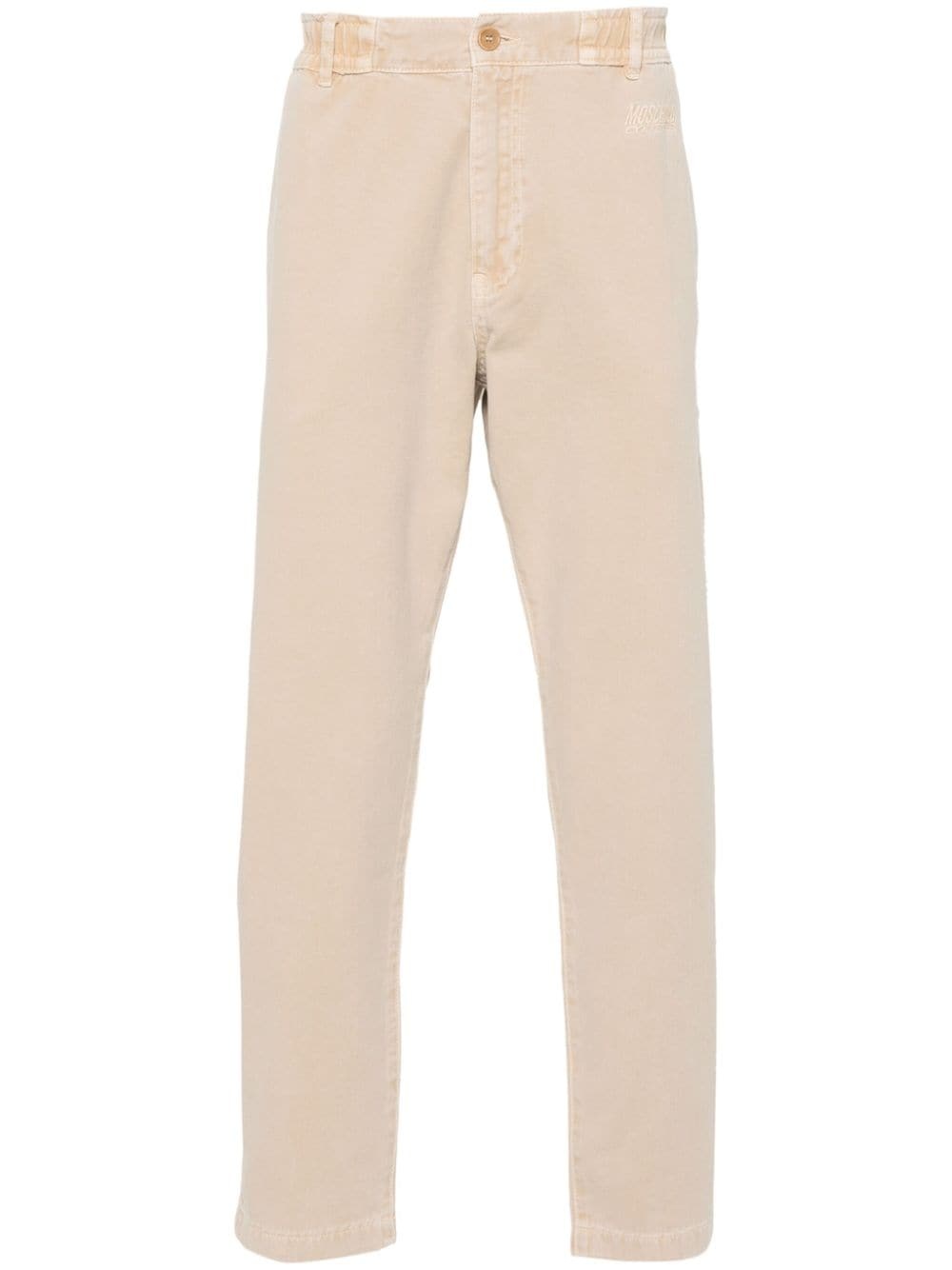 logo-embroidered tapered trousers - 1