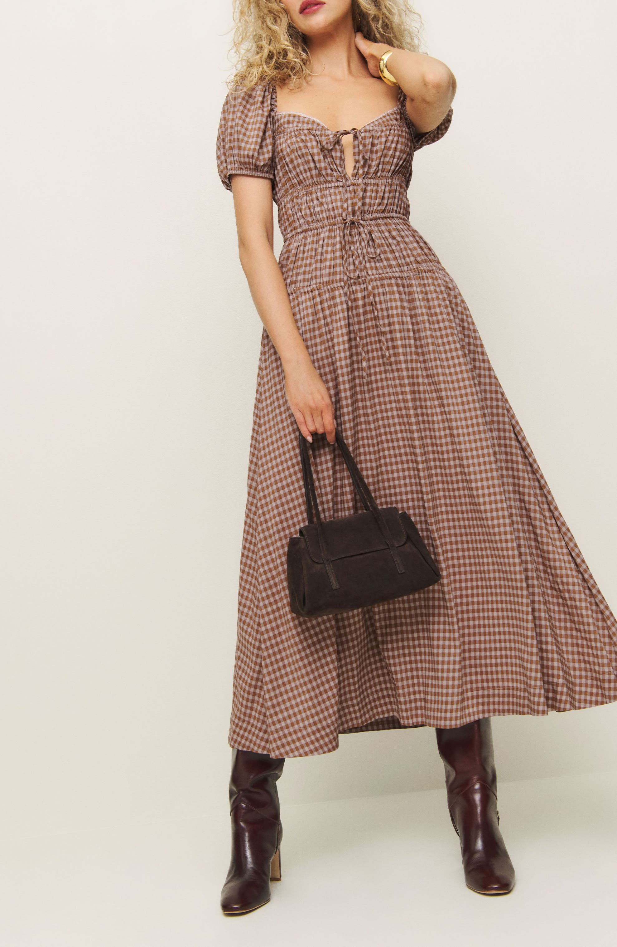 Reformation Rhett Cotton Blend Gingham in Audrie Check at Nordstrom - 7