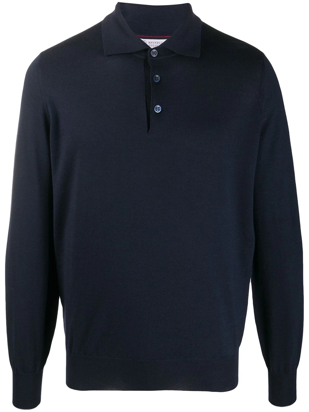 knitted long-sleeve polo shirt - 1