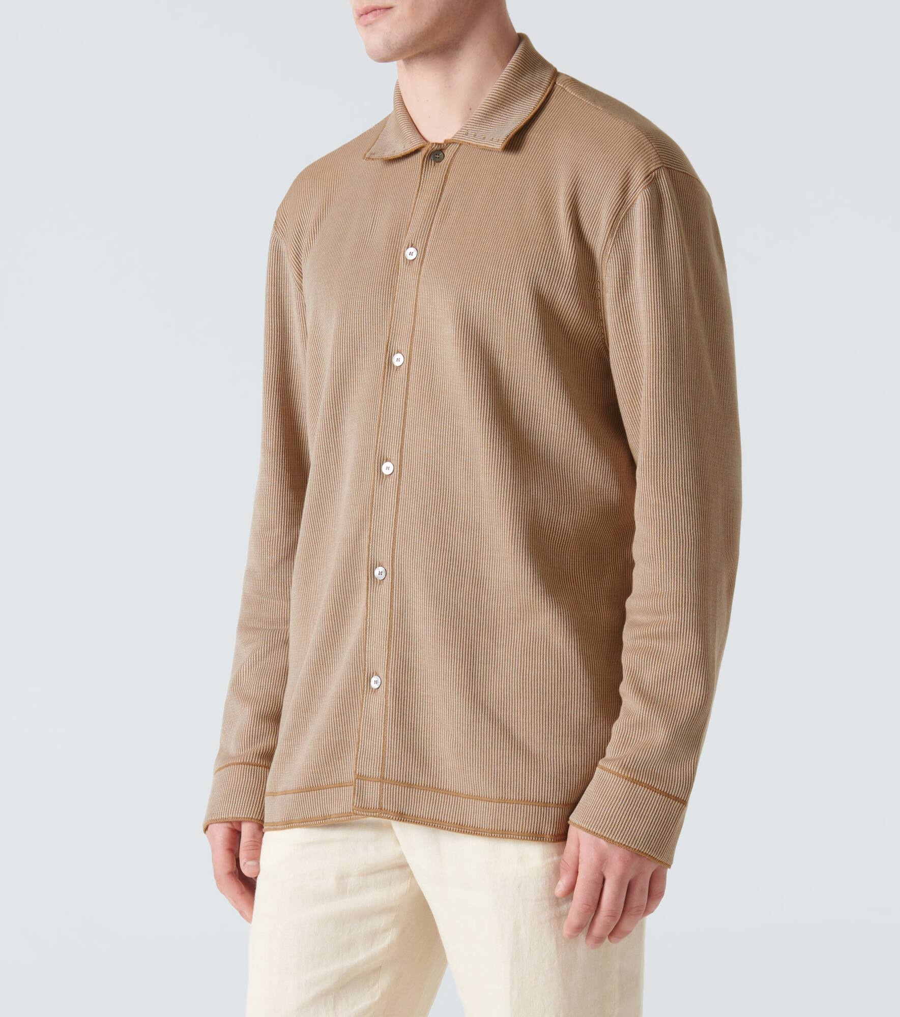 Cotton and silk jacquard shirt - 3