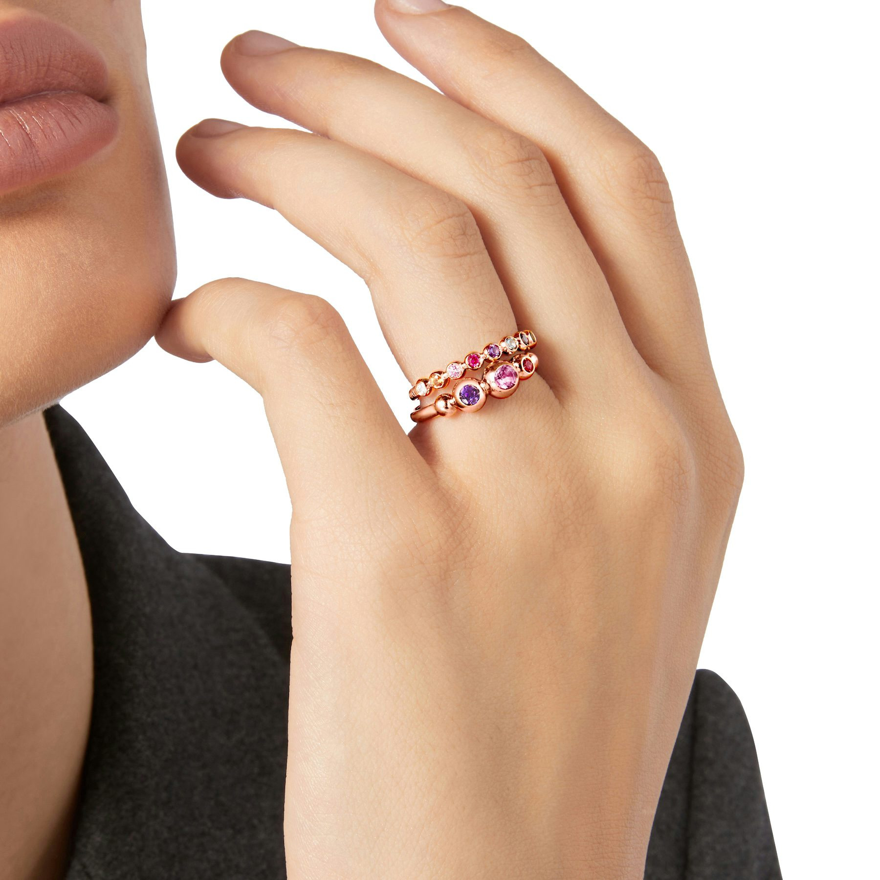 ROSE GOLD & COLOURED STONE BOLLICINE RING - 4