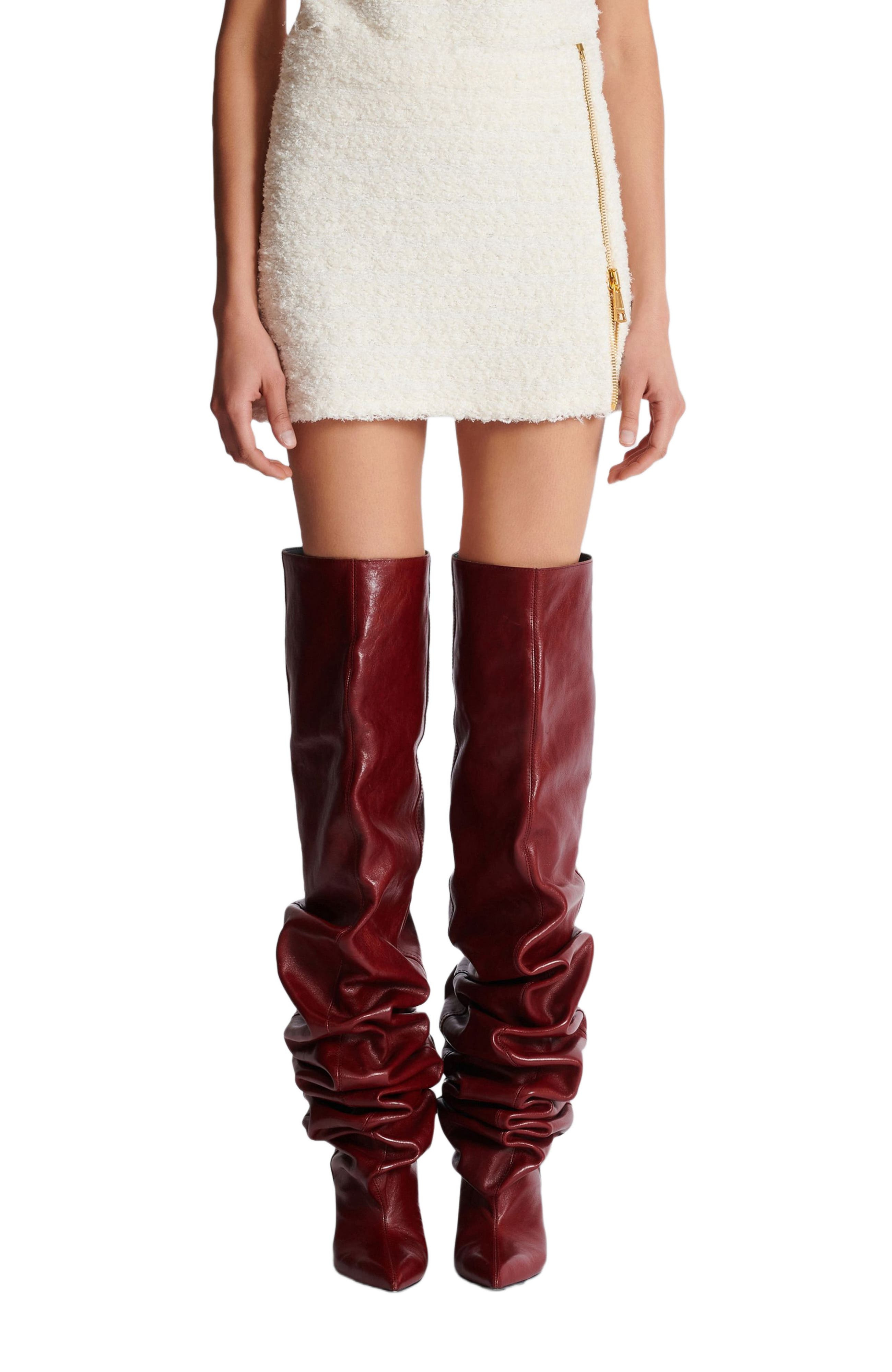 Balmain Short Zipped Tweed Skirt in White at Nordstrom - 6