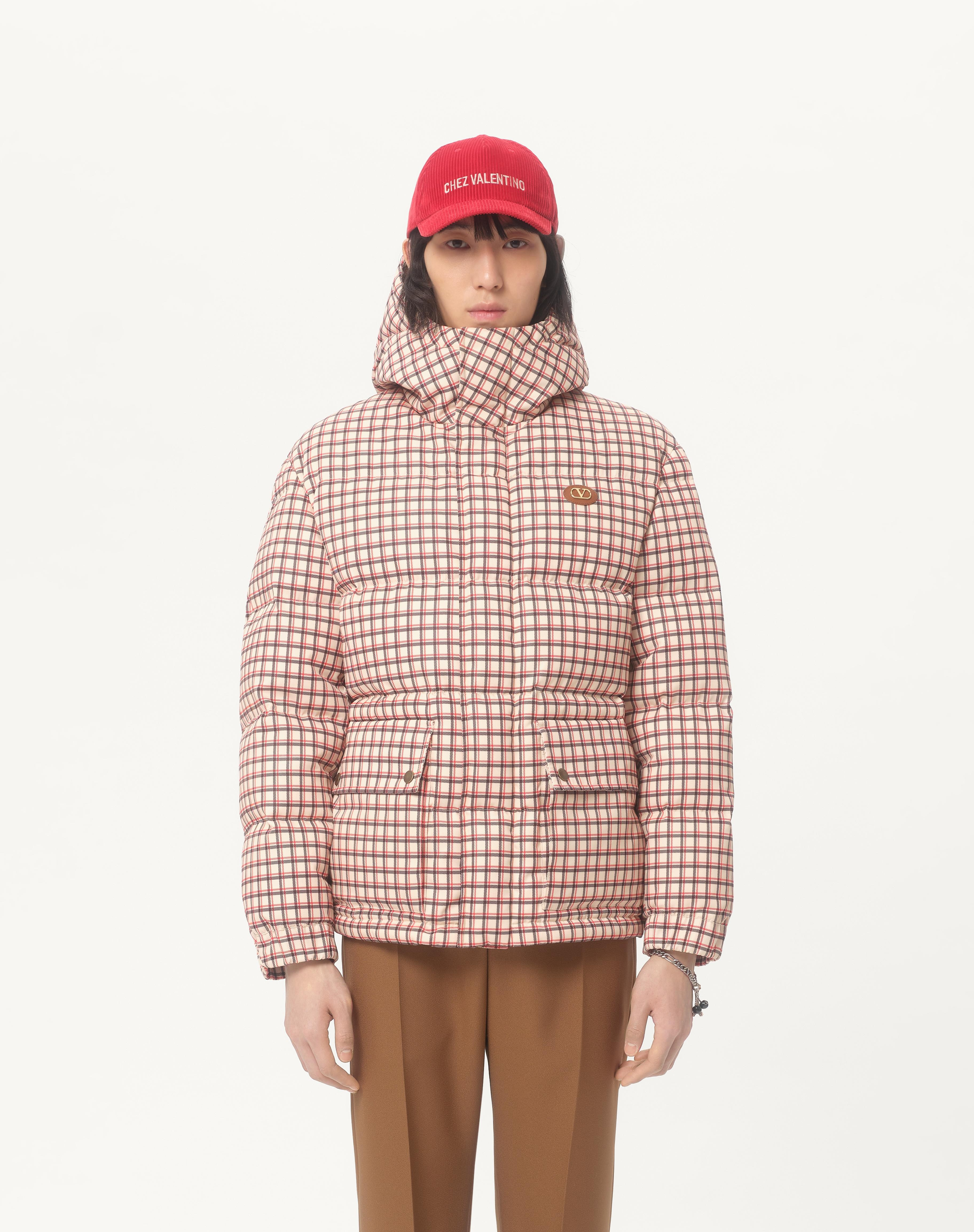NYLON HOODED DOWN JACKET WITH VLOGO PATCH - 4