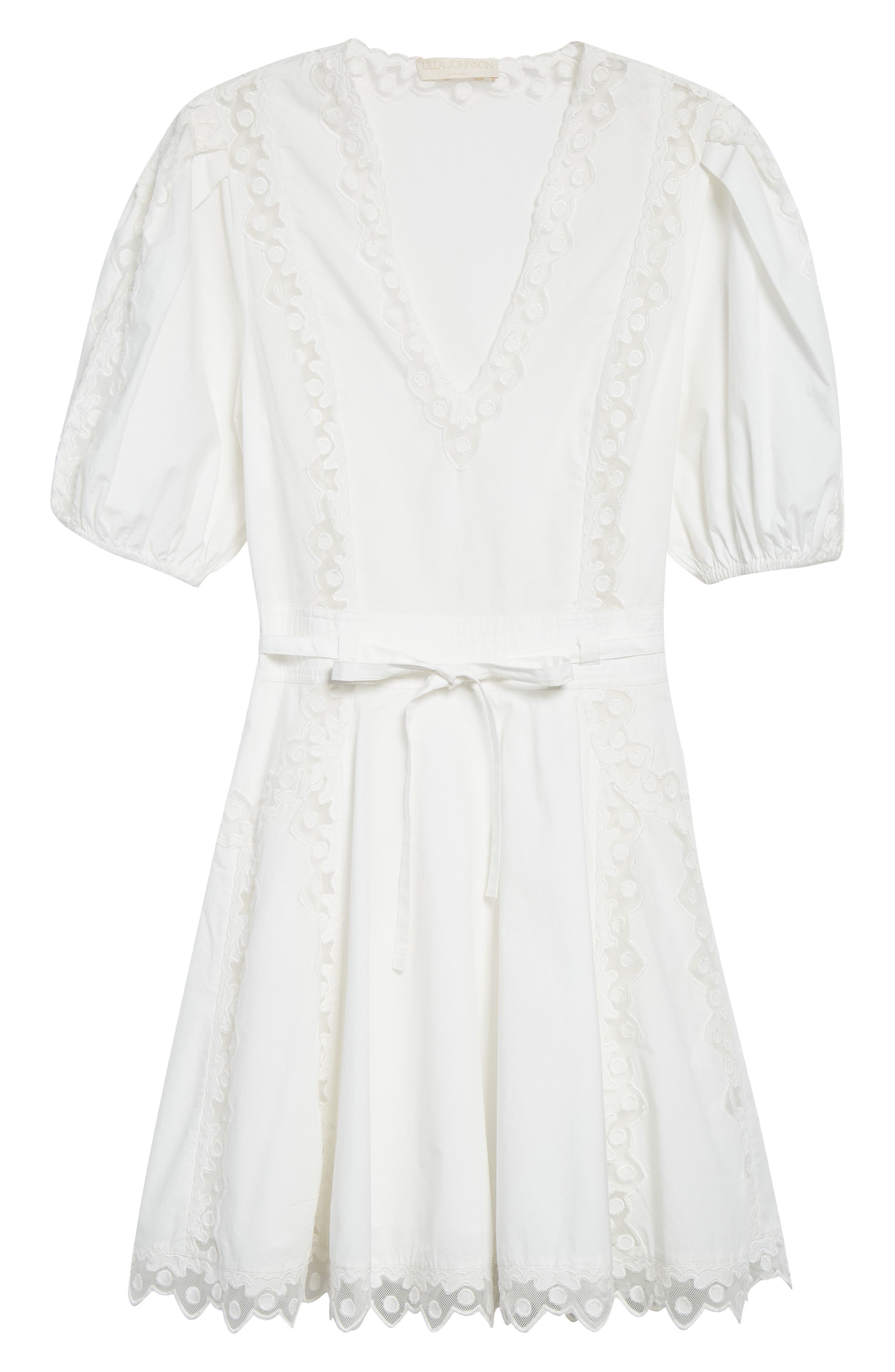 Ulla Johnson Camilla Mesh Detail Cotton Minidress in Pristine at Nordstrom - 5