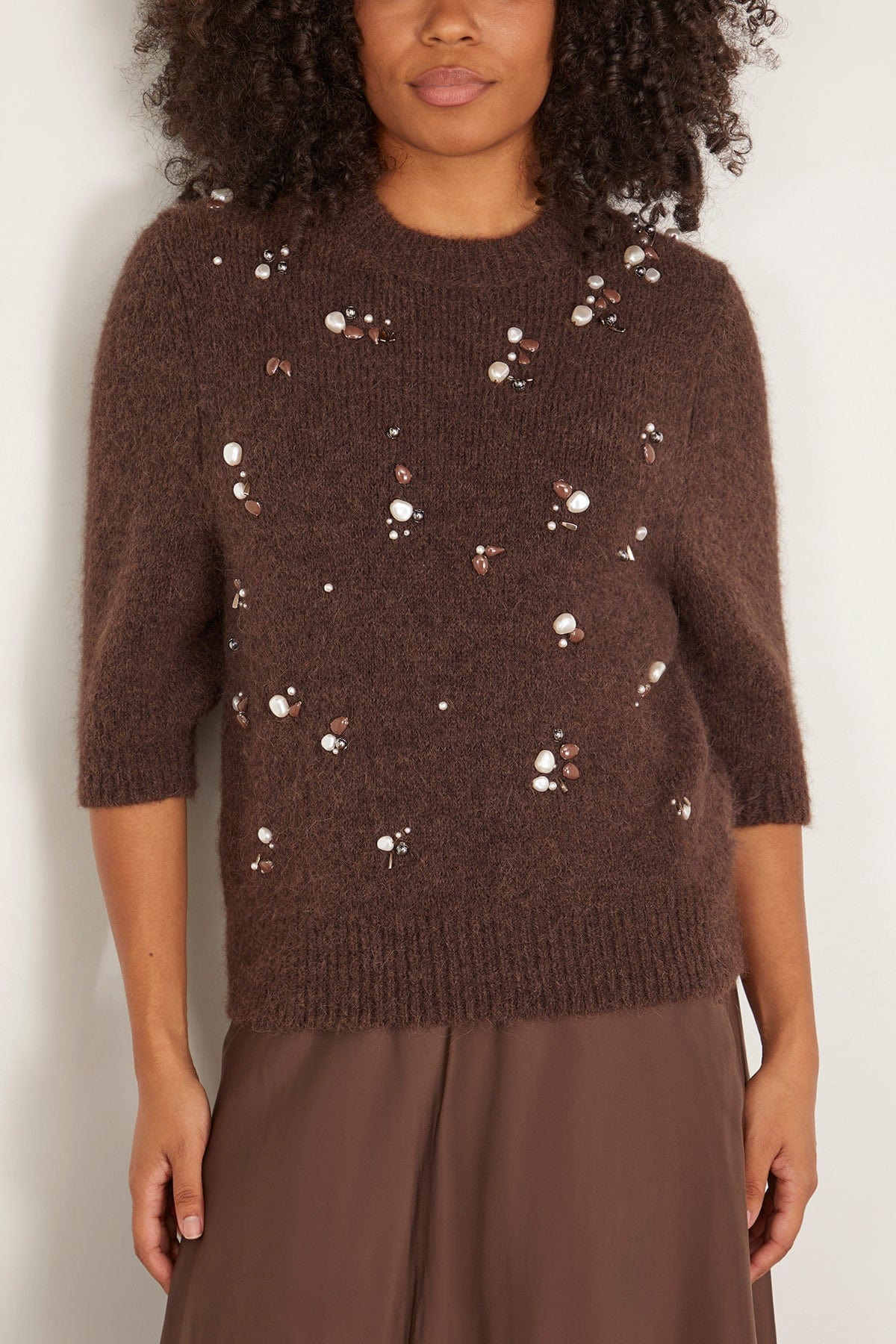 Loving Touch Embellished Pullover in Black Chocolate - 3