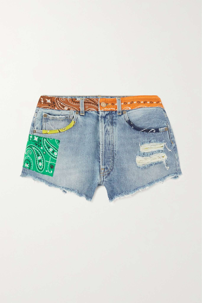 California patchwork distressed denim shorts 1